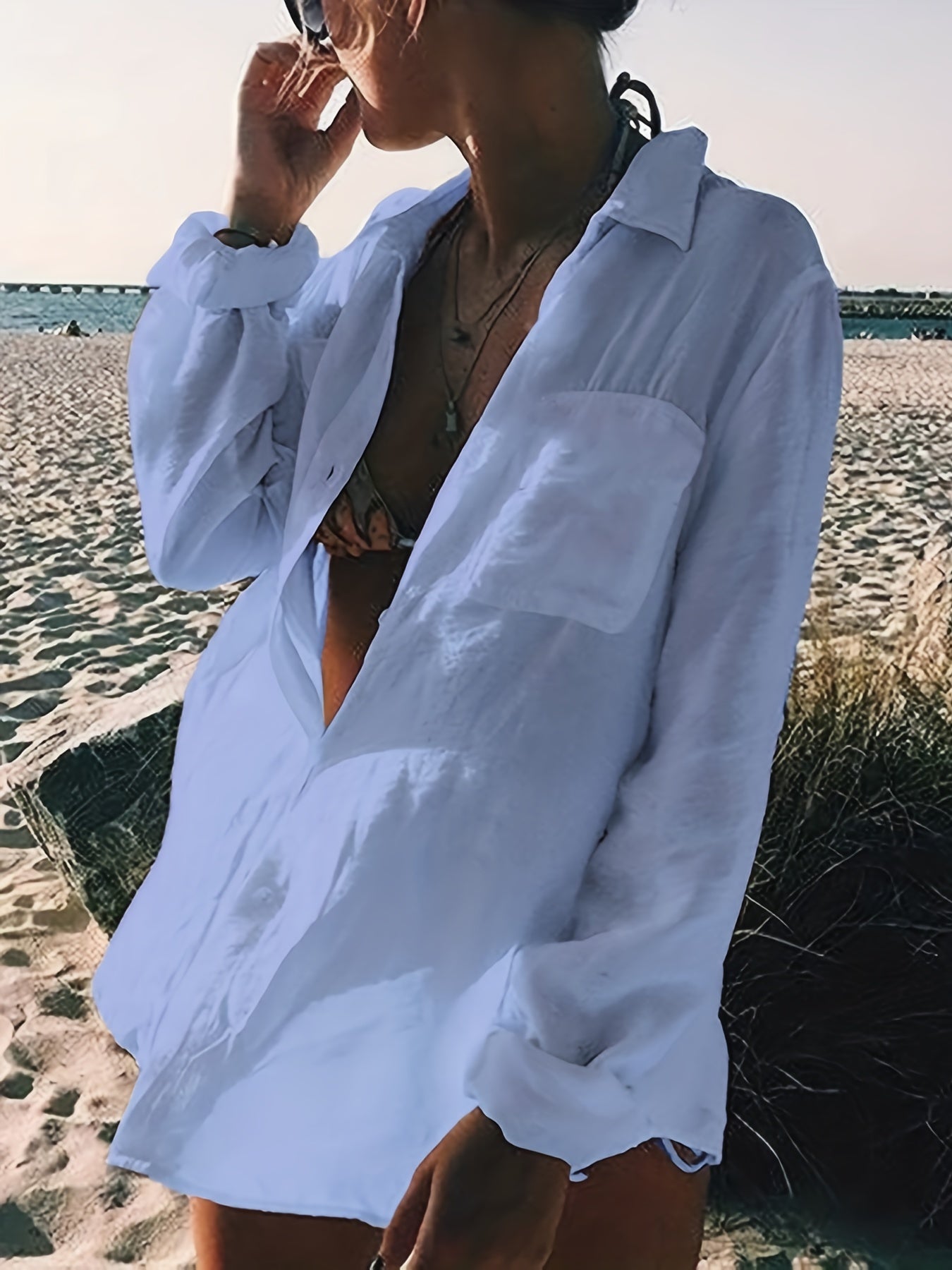 Hellblaues Langarm-Cover-Up - Sophie