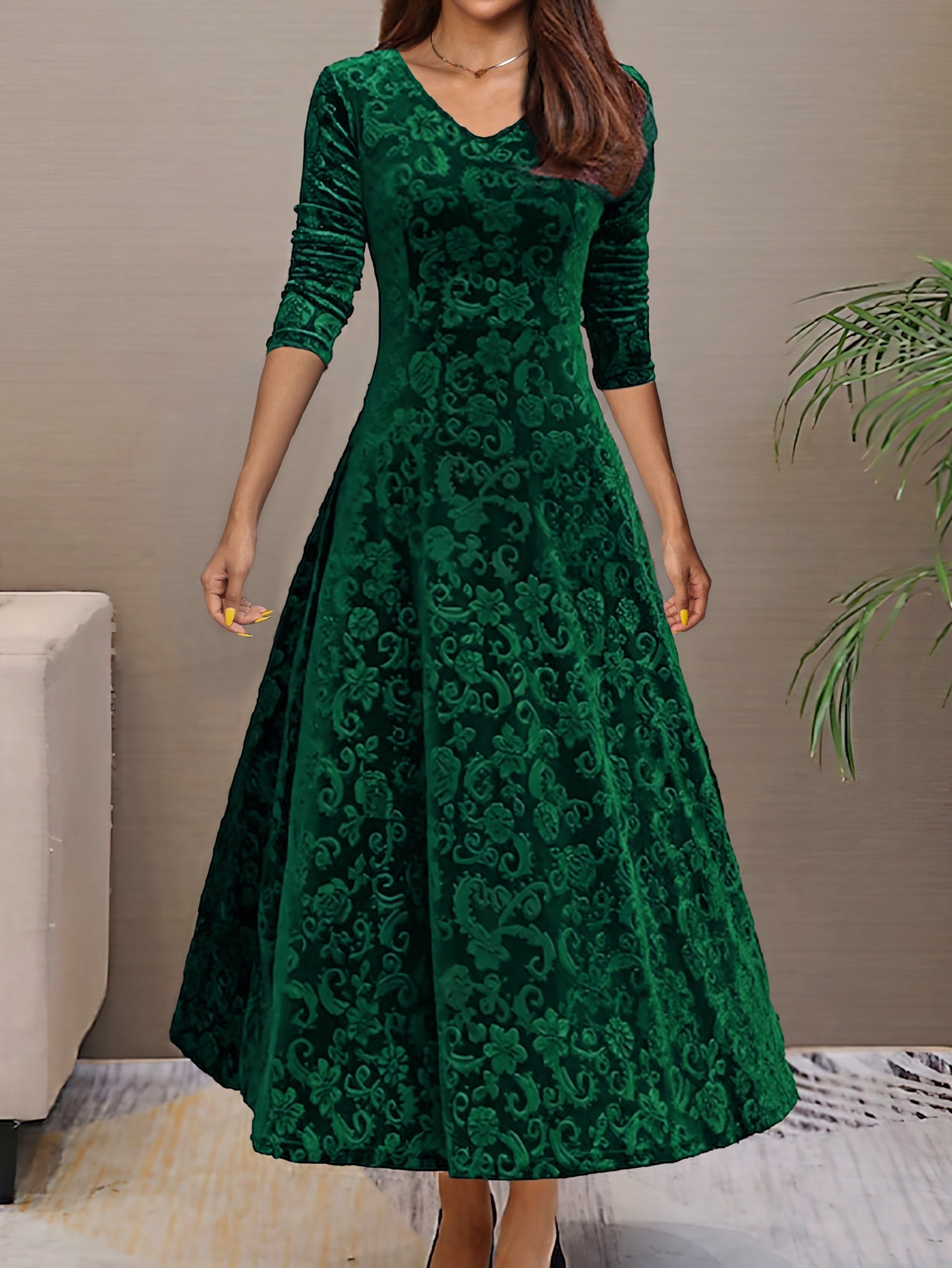 Dunkelrotes Elegantes Flared Kleid - Sophie