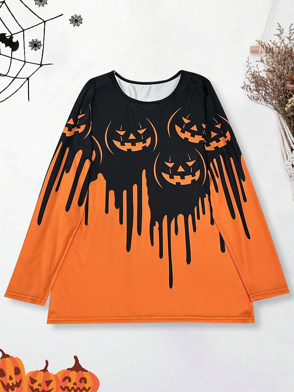 Orangenes Kürbisprint T-Shirt - Sofie