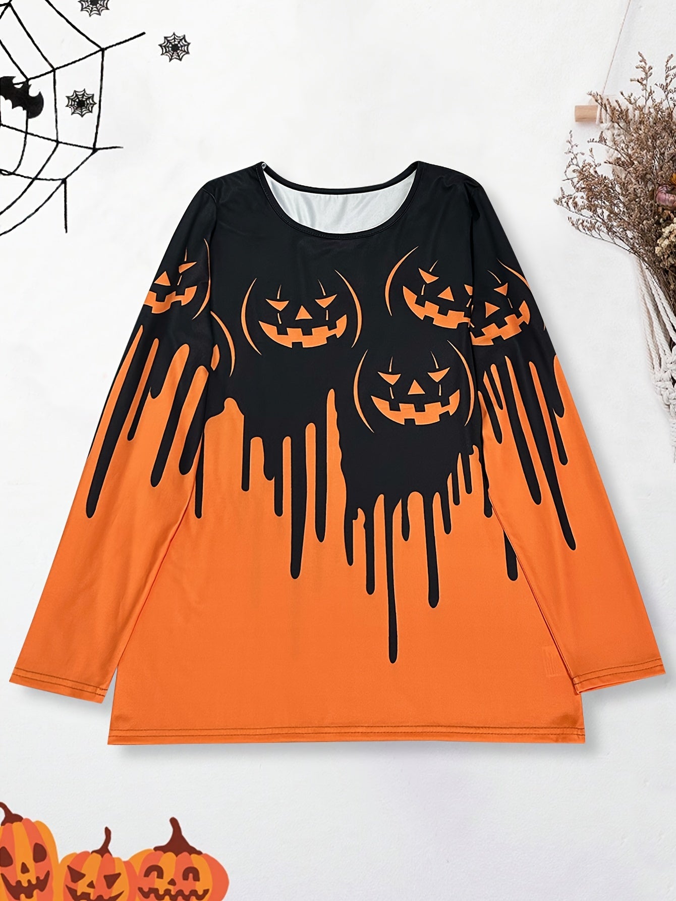 Orangenes Kürbisprint T-Shirt - Sofie