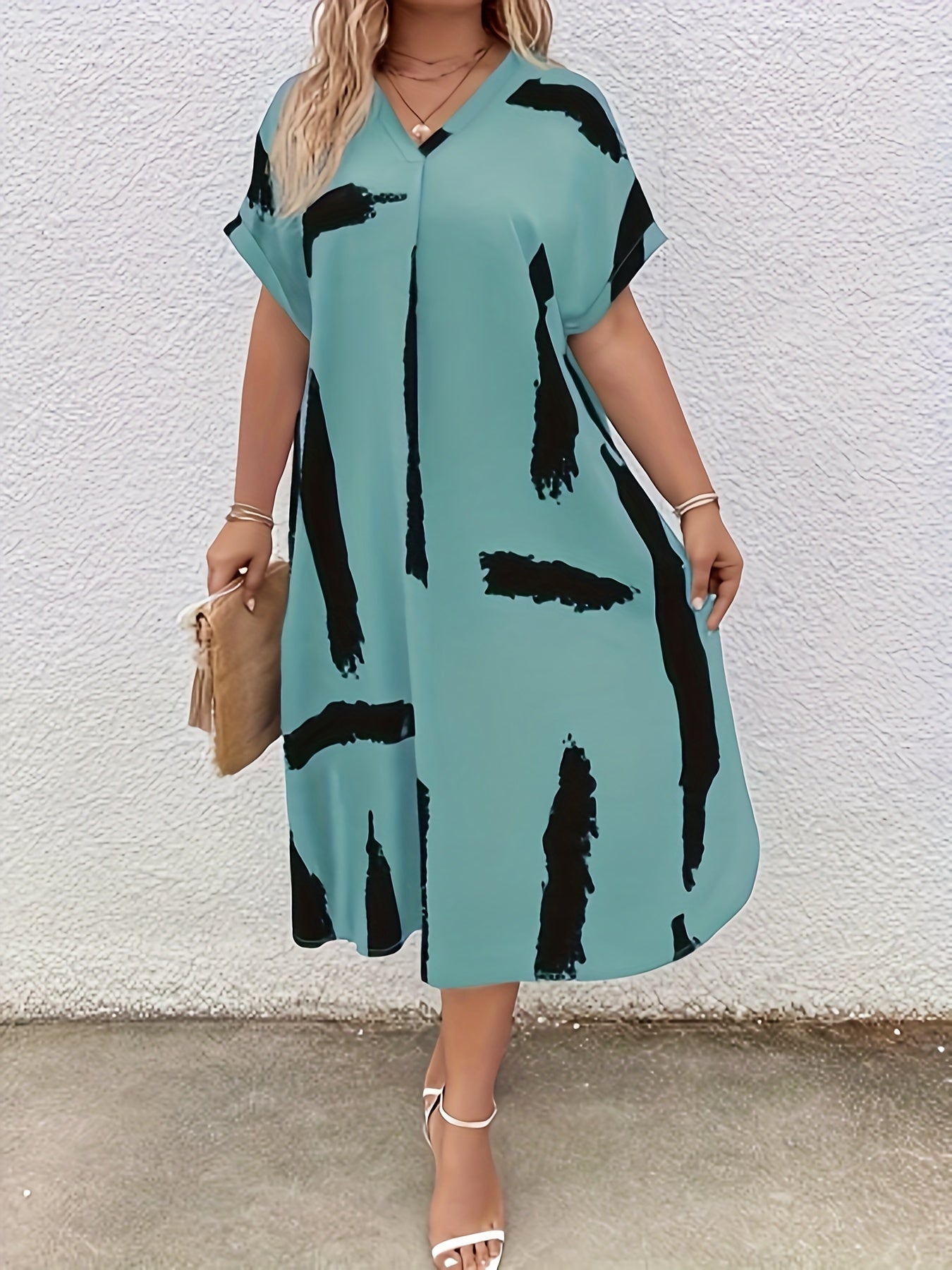 Hellbraunes Pinselstrich-Kleid - Nora