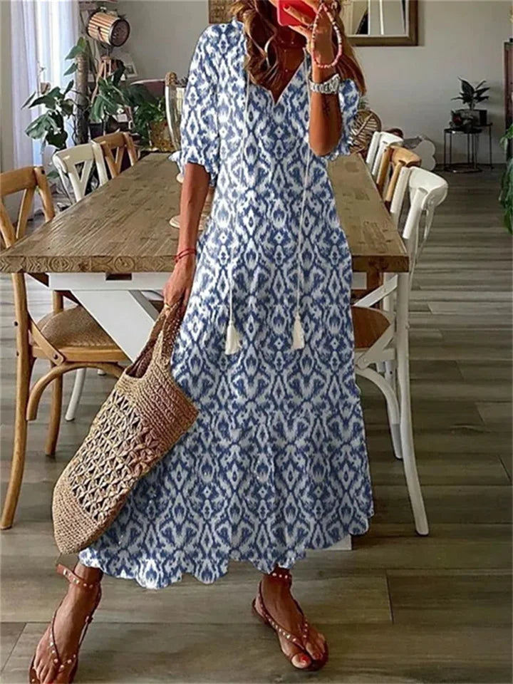 Elena - Weiße Maxi Sommerkleid