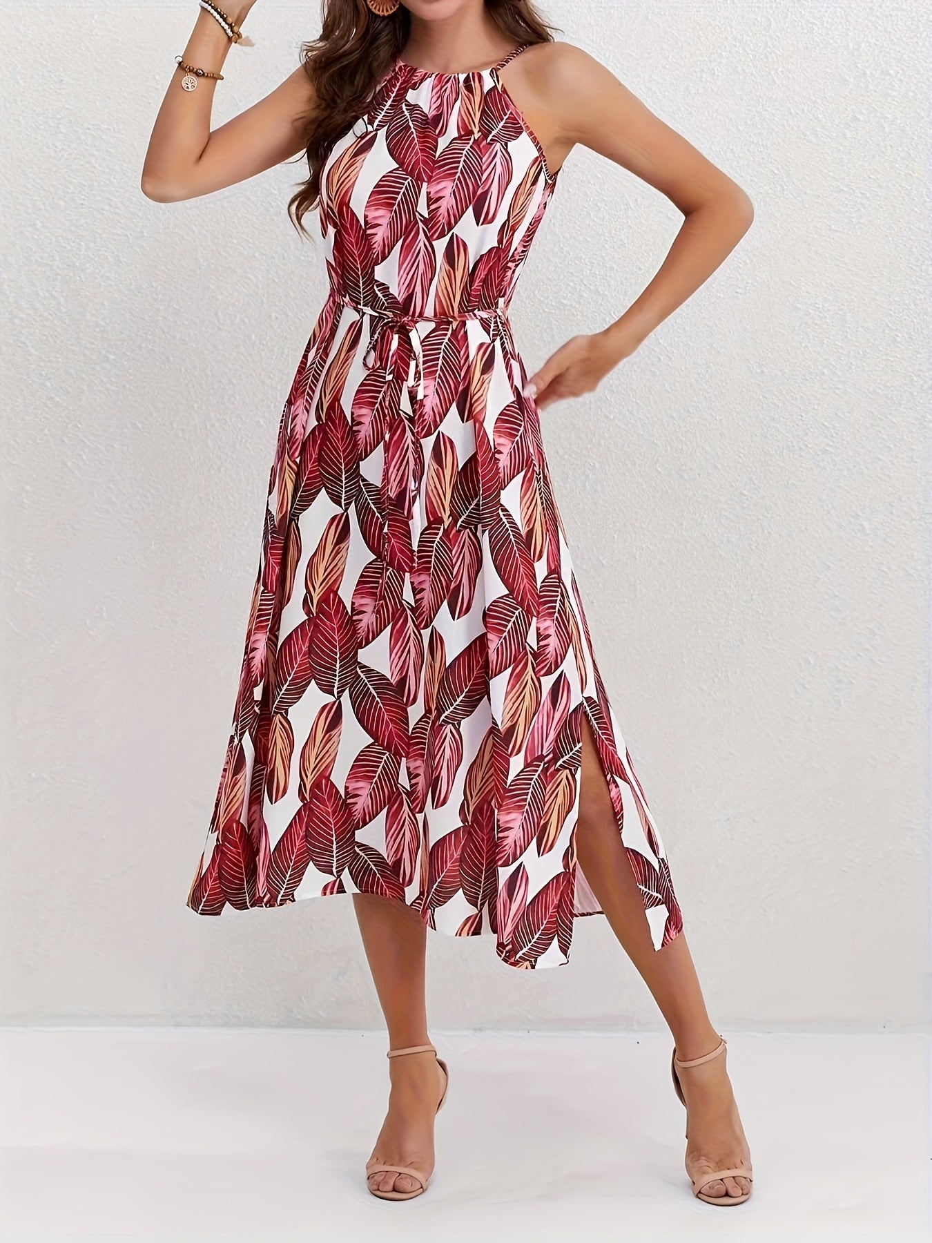 Grünes Strandkleid mit Blättermuster - Emma