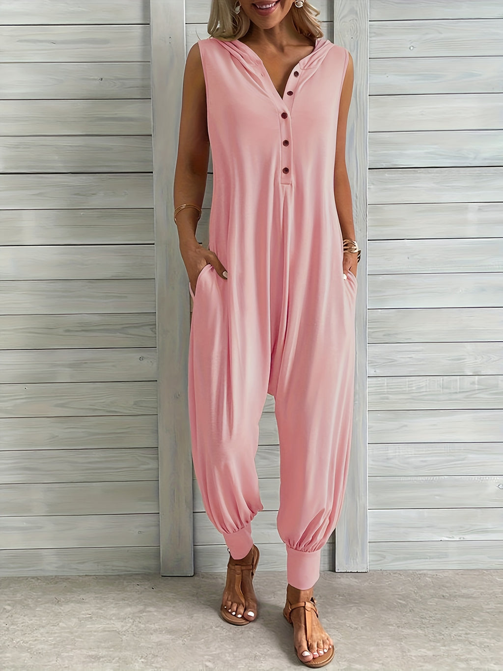 Apricotfarbener Kapuzen-Jumpsuit - Nala