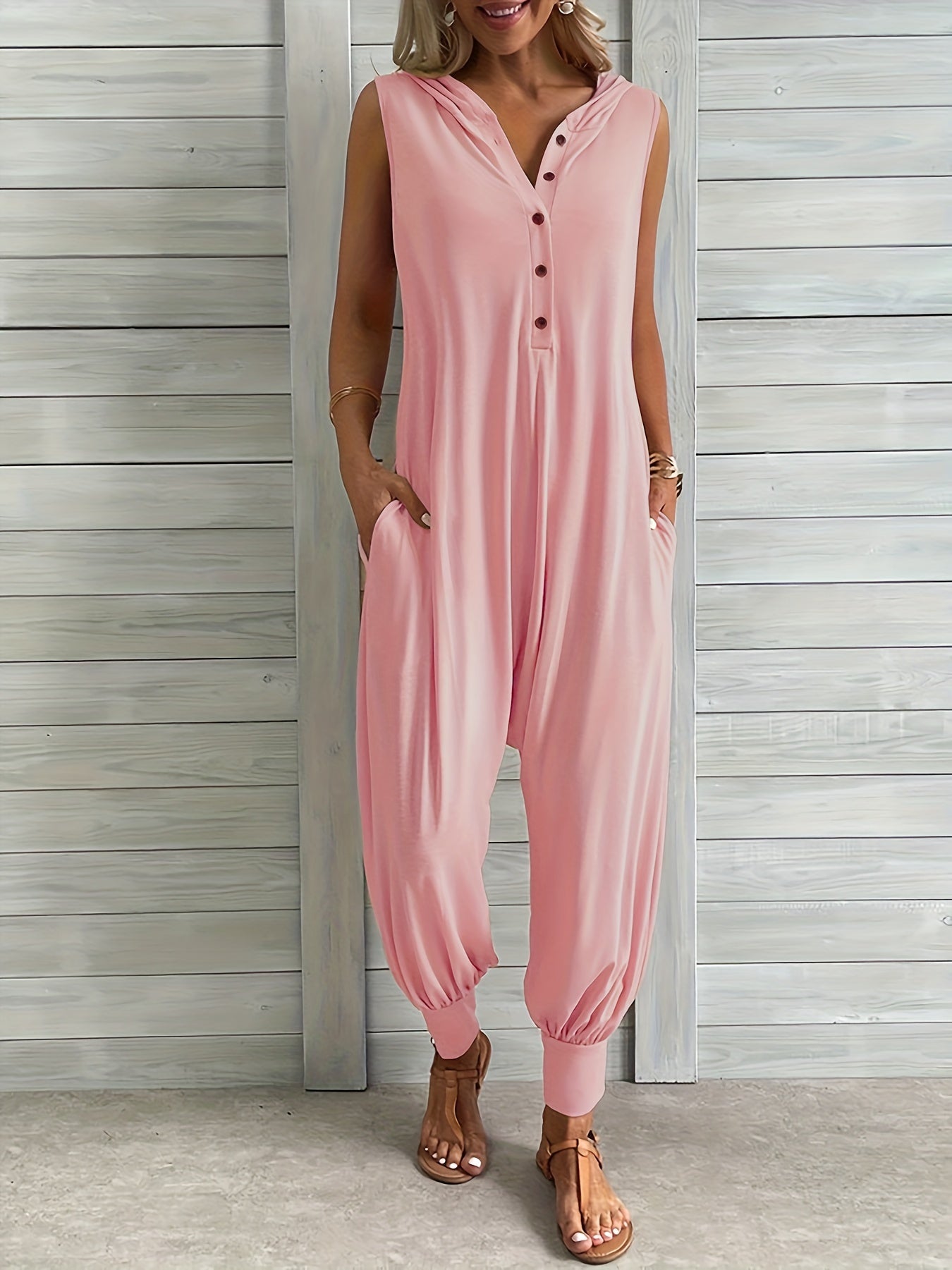 Apricotfarbener Kapuzen-Jumpsuit - Nala