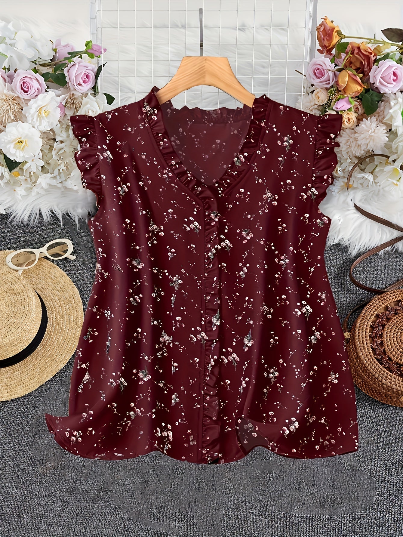 Hellgrüne Swiss Dot Bluse - Ella