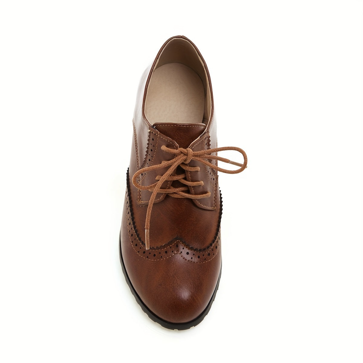 Dunkelbraune Retro Brogues mit Blockabsatz - Clara
