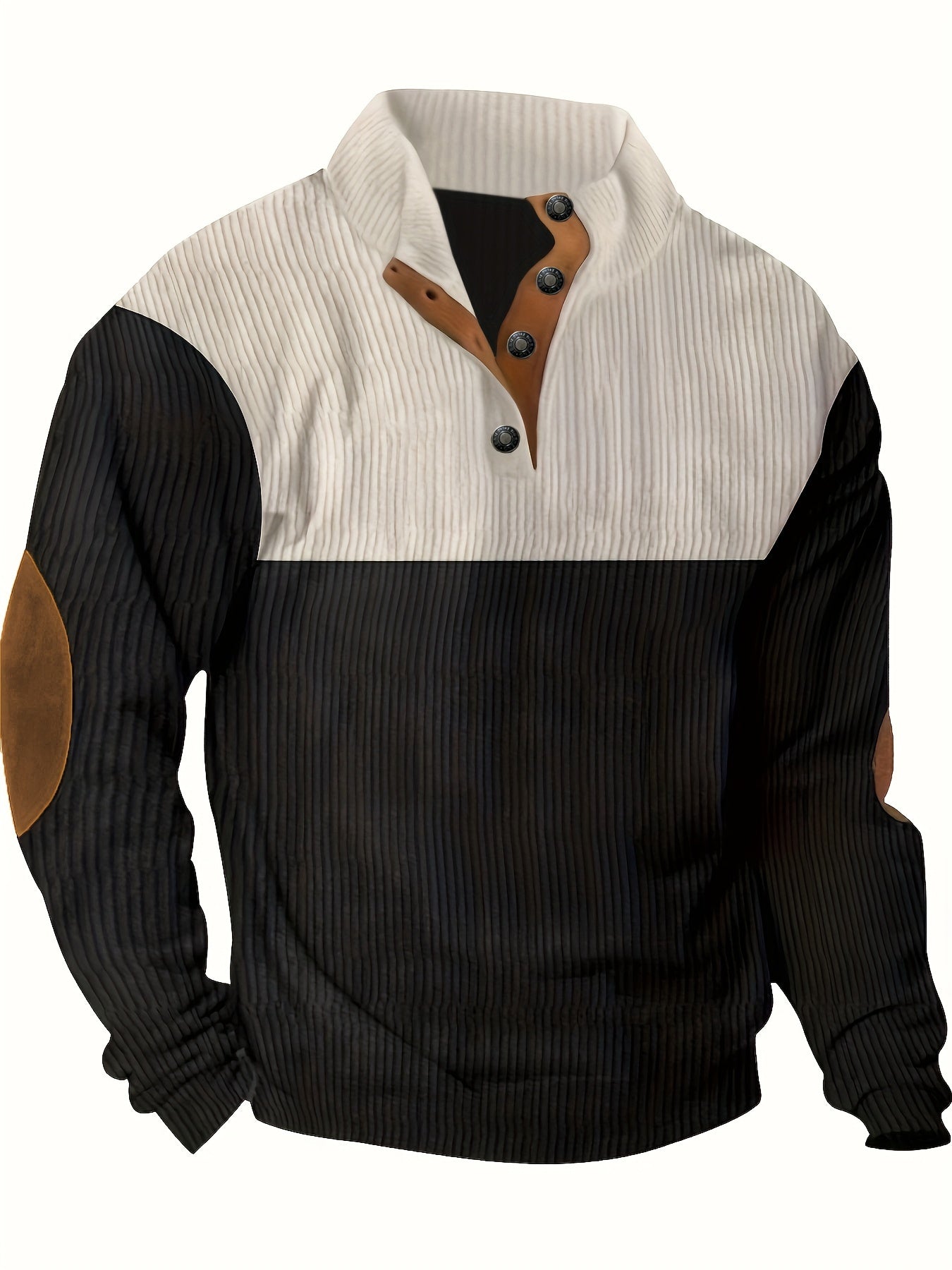 Schwarz-Weißer Retro Pullover mit Stehkragen – Leo