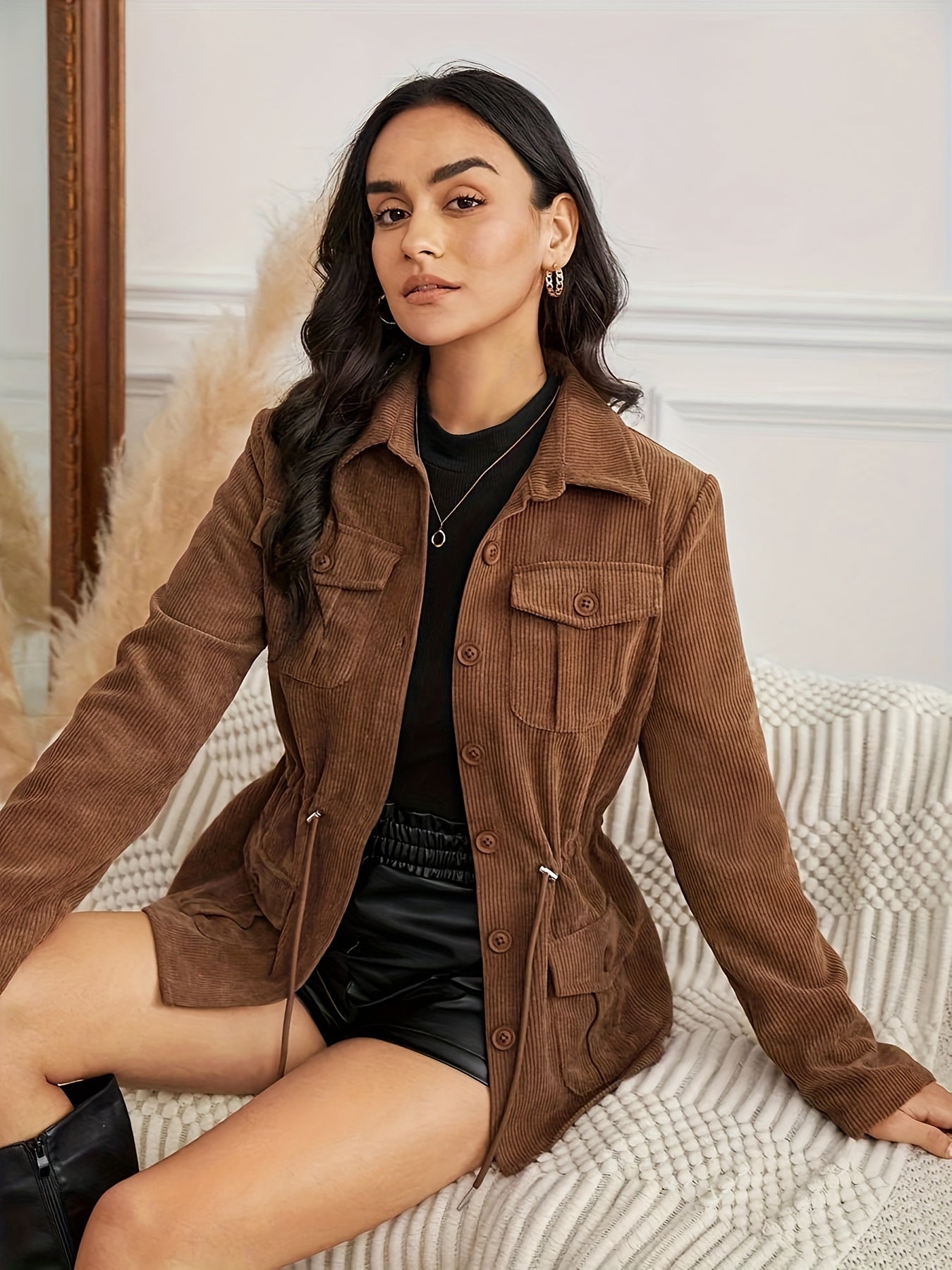 Khaki Jacke mit Kordelzug - Nora