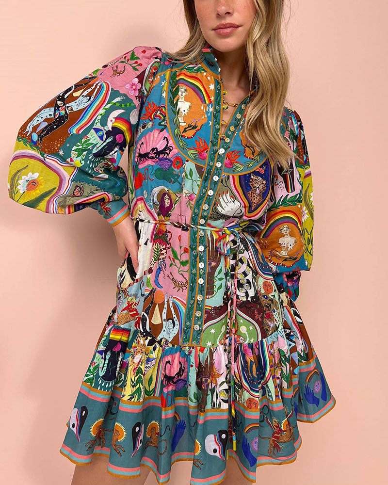 Bedrucktes Kleid mit Schnürung - Tamara