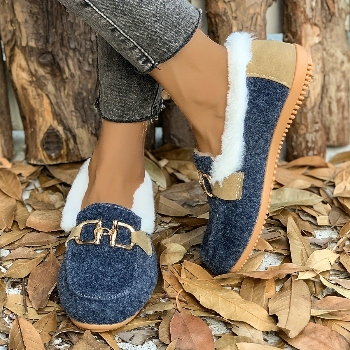 Schwarze Winter Slip-On Sneakers - Mila