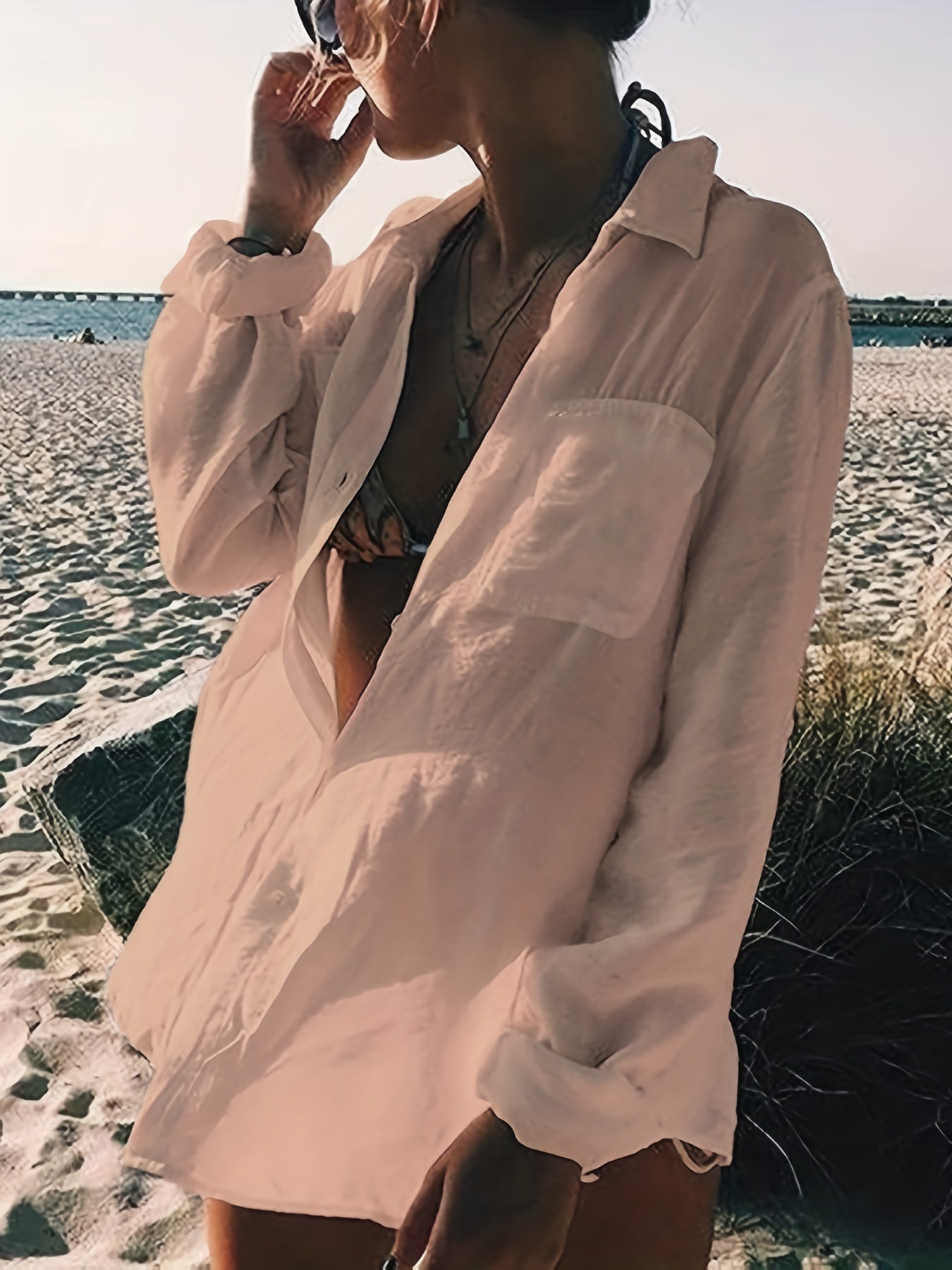 Hellblaues Langarm-Cover-Up - Sophie