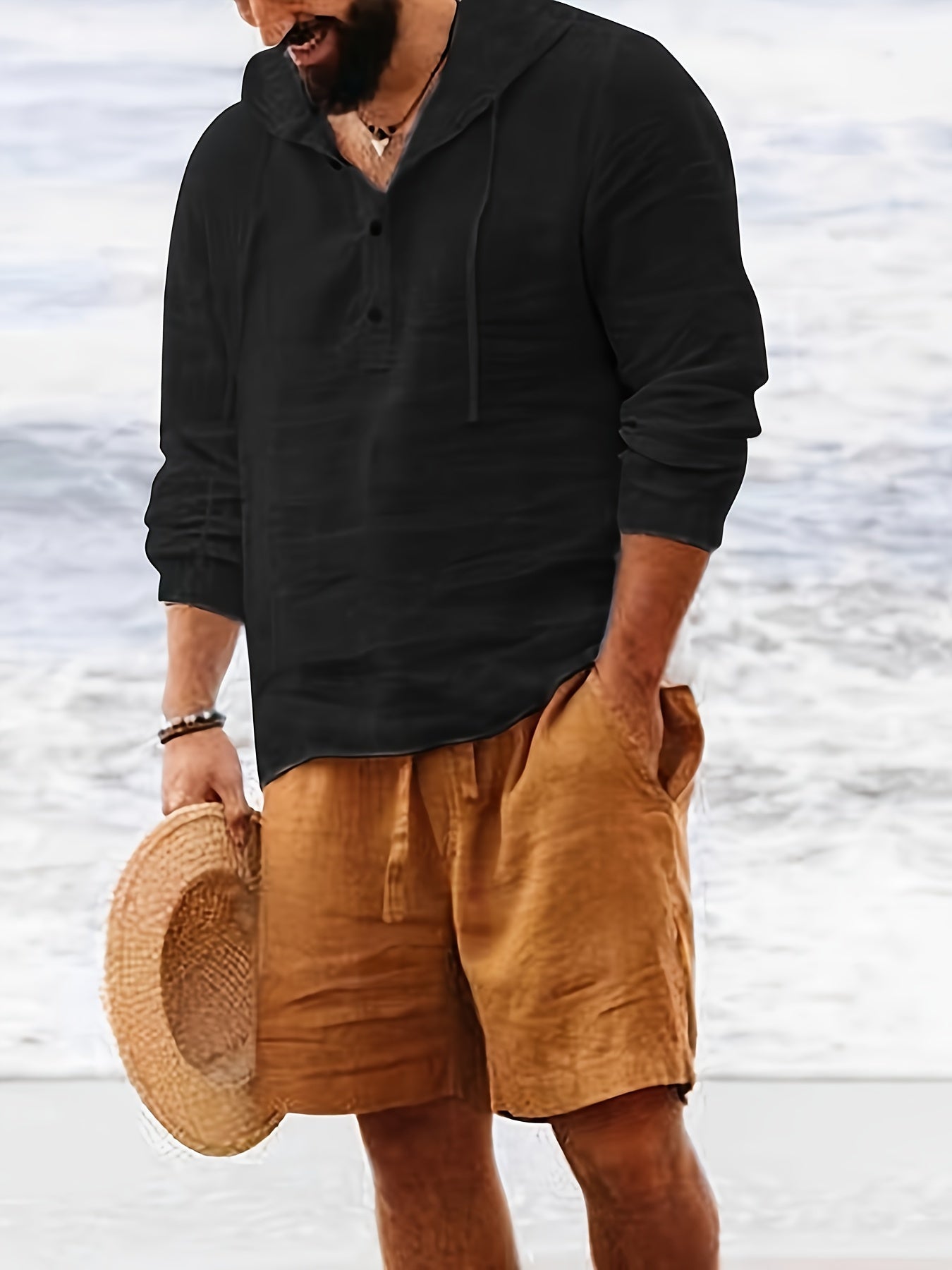 Schwarzes Henley-Shirt - Lars