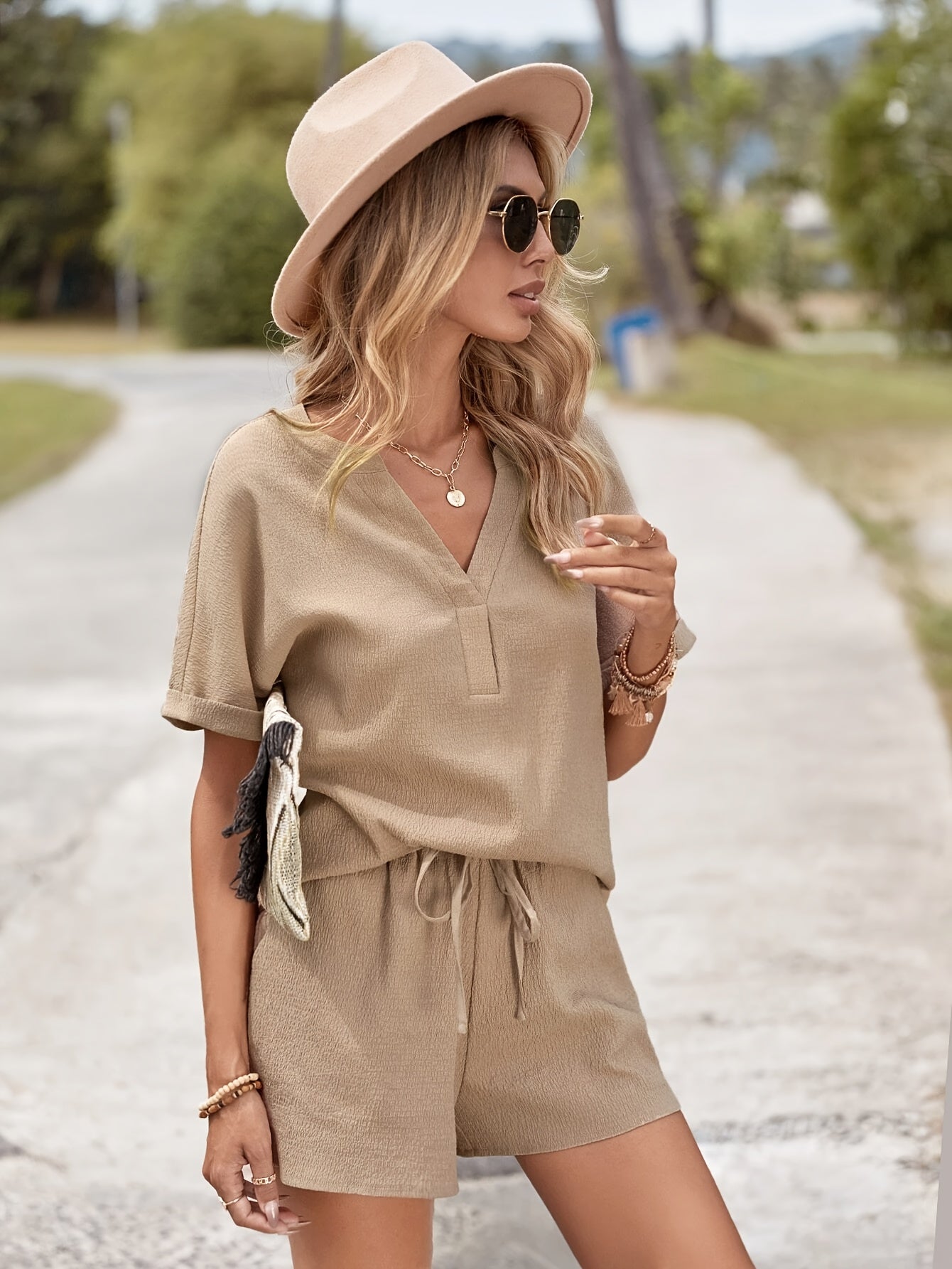 Khaki Elegantes Set - Lena