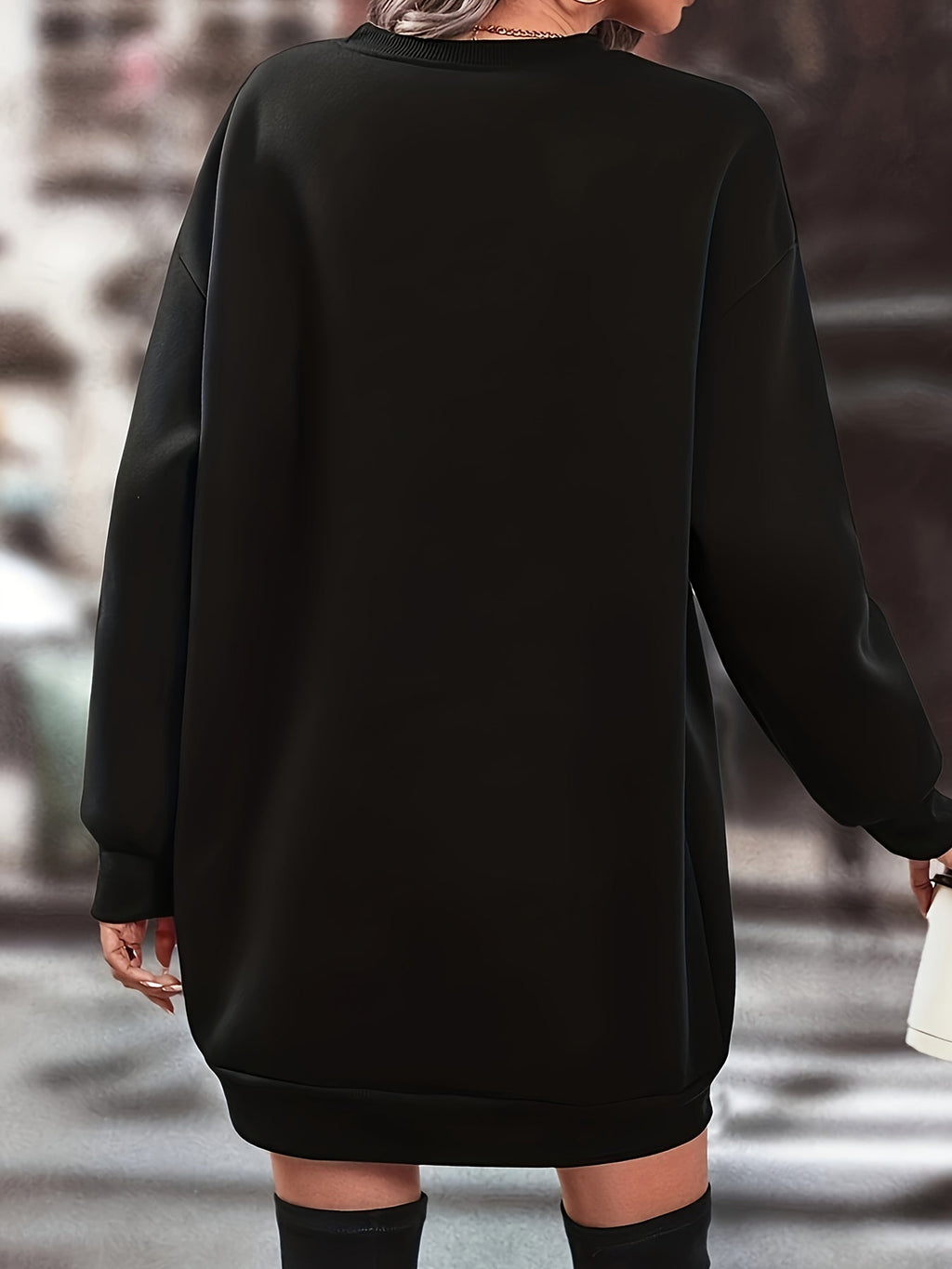 Schwarzes Halloween-Smile-Sweaterkleid - Lisa