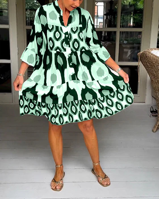 Braunes Plissee Kleid mit Punkten - Julia