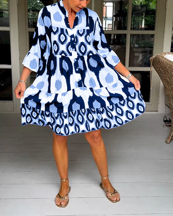 Braunes Plissee Kleid mit Punkten - Julia