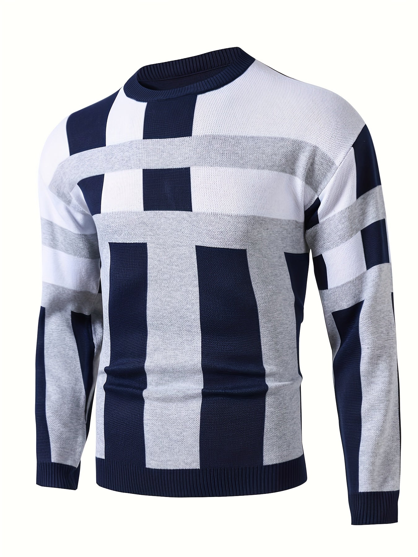 Grauer Jacquard-Pullover für Herren - Tom