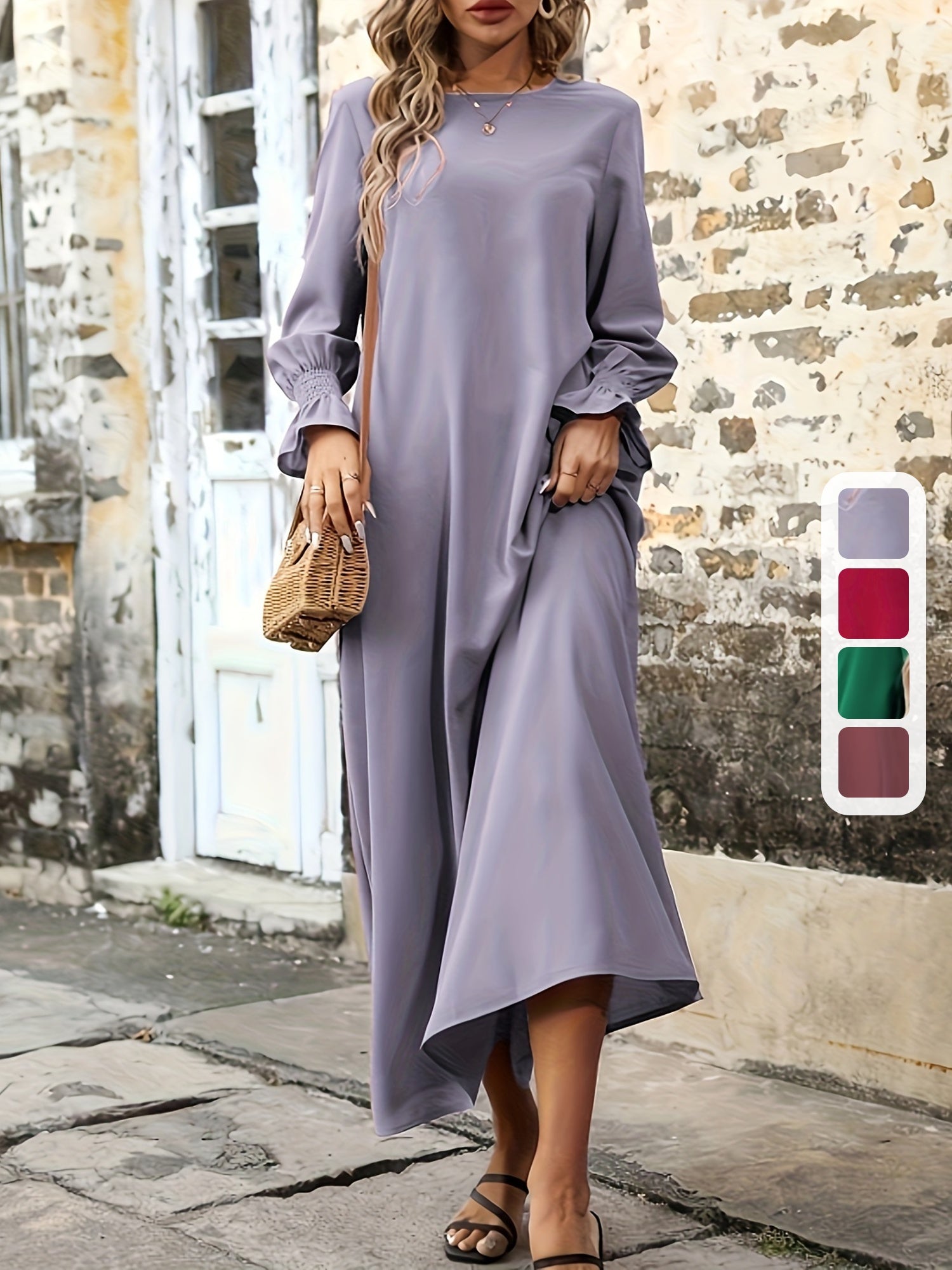 Helllila Weitgeschnittenes Kleid mit Langen Ärmeln - Amélie