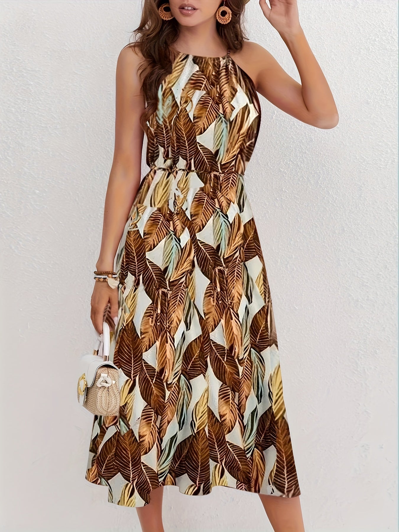 Grünes Strandkleid mit Blättermuster - Emma