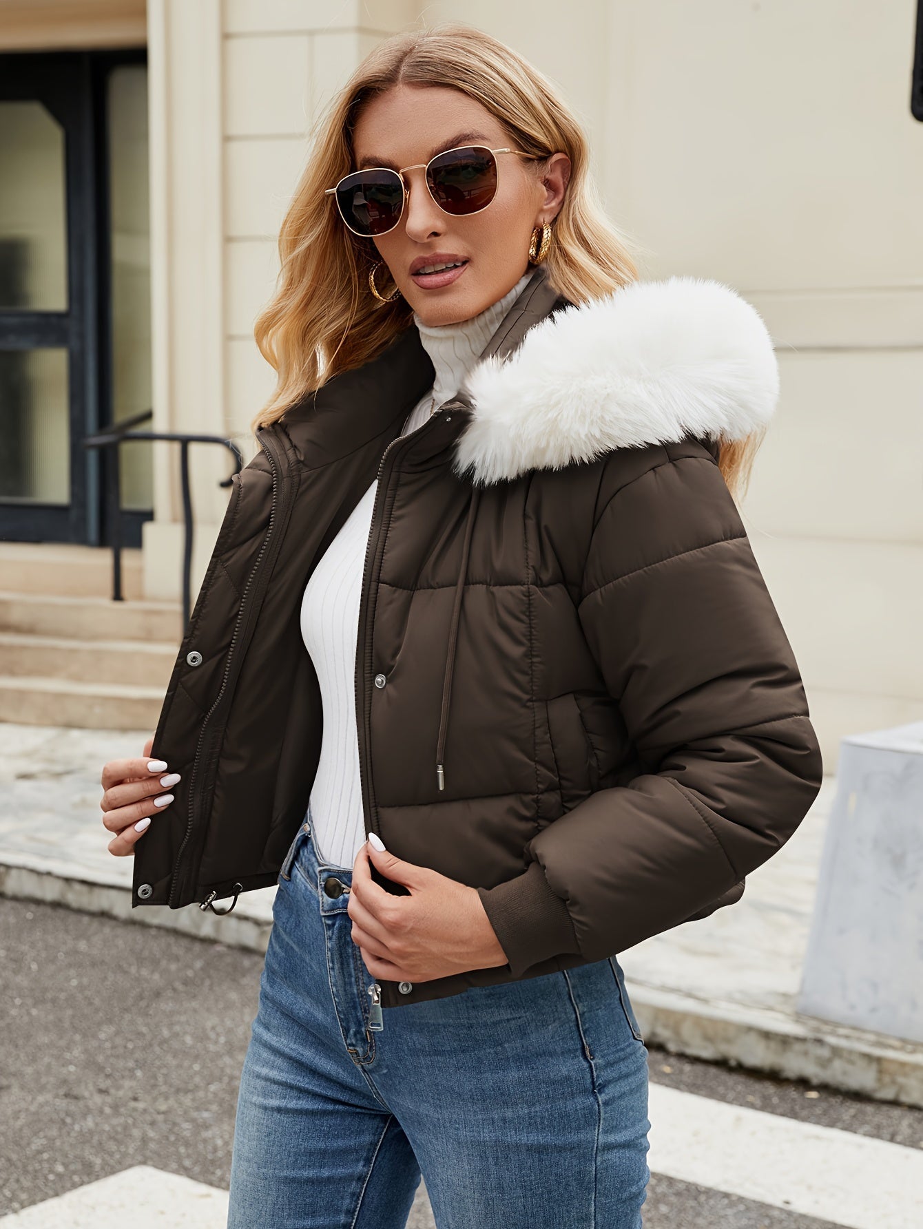 Schwarze Kurzpufferjacke - Eva