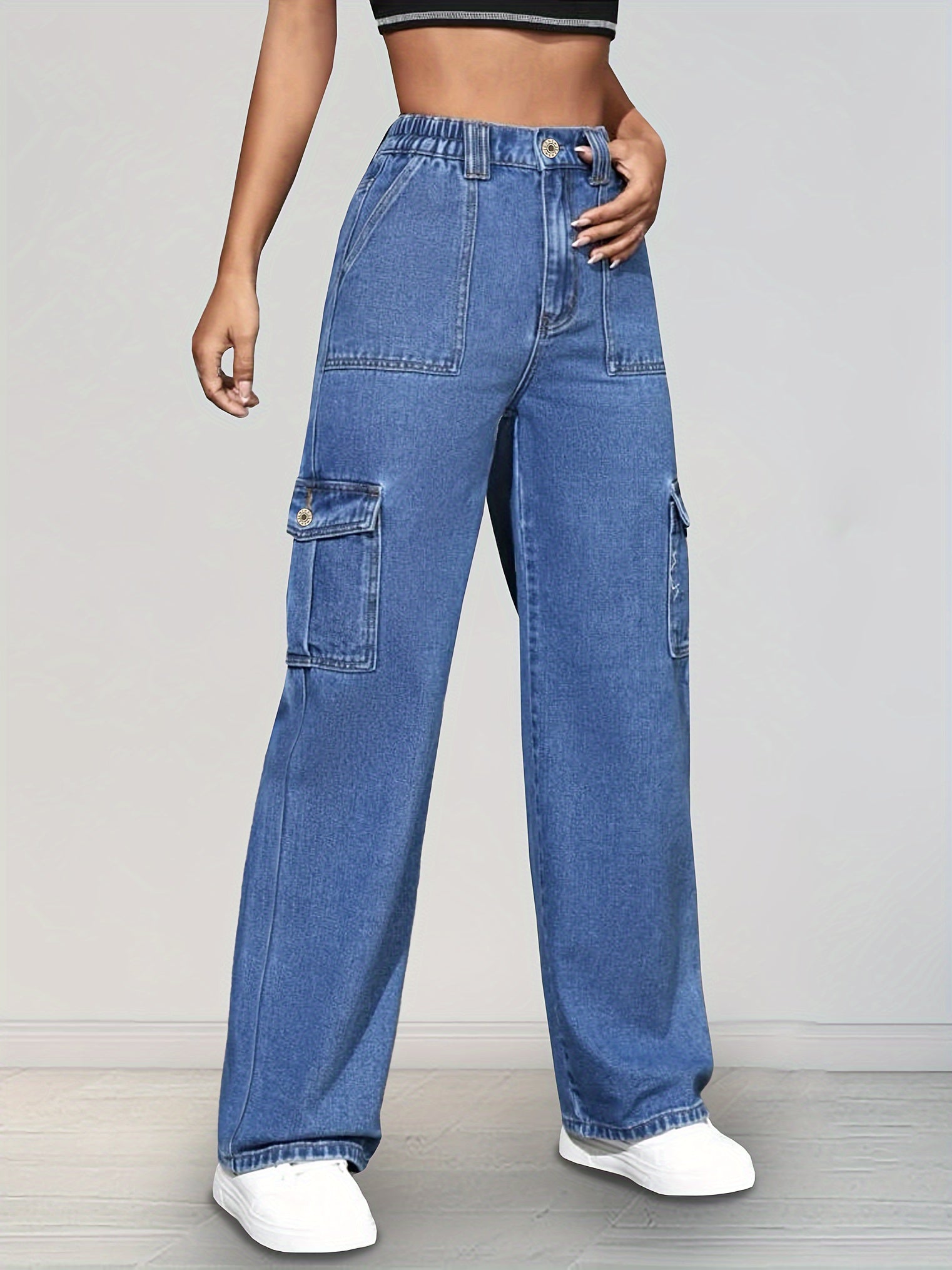 Hellblaue Lockere Cargo-Jeans - Nova