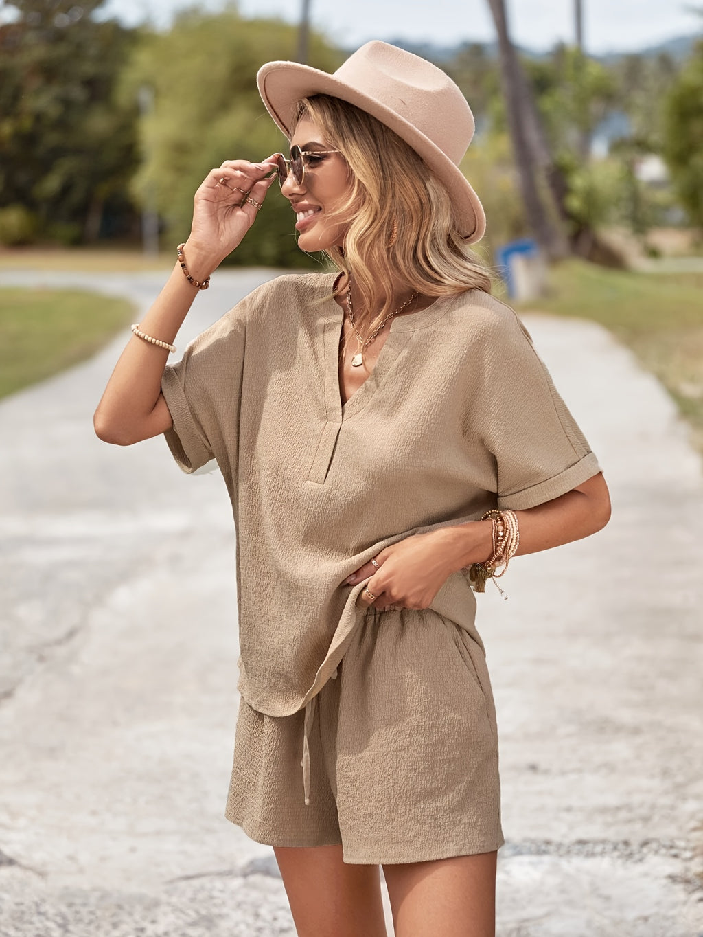 Khaki Elegantes Set - Lena