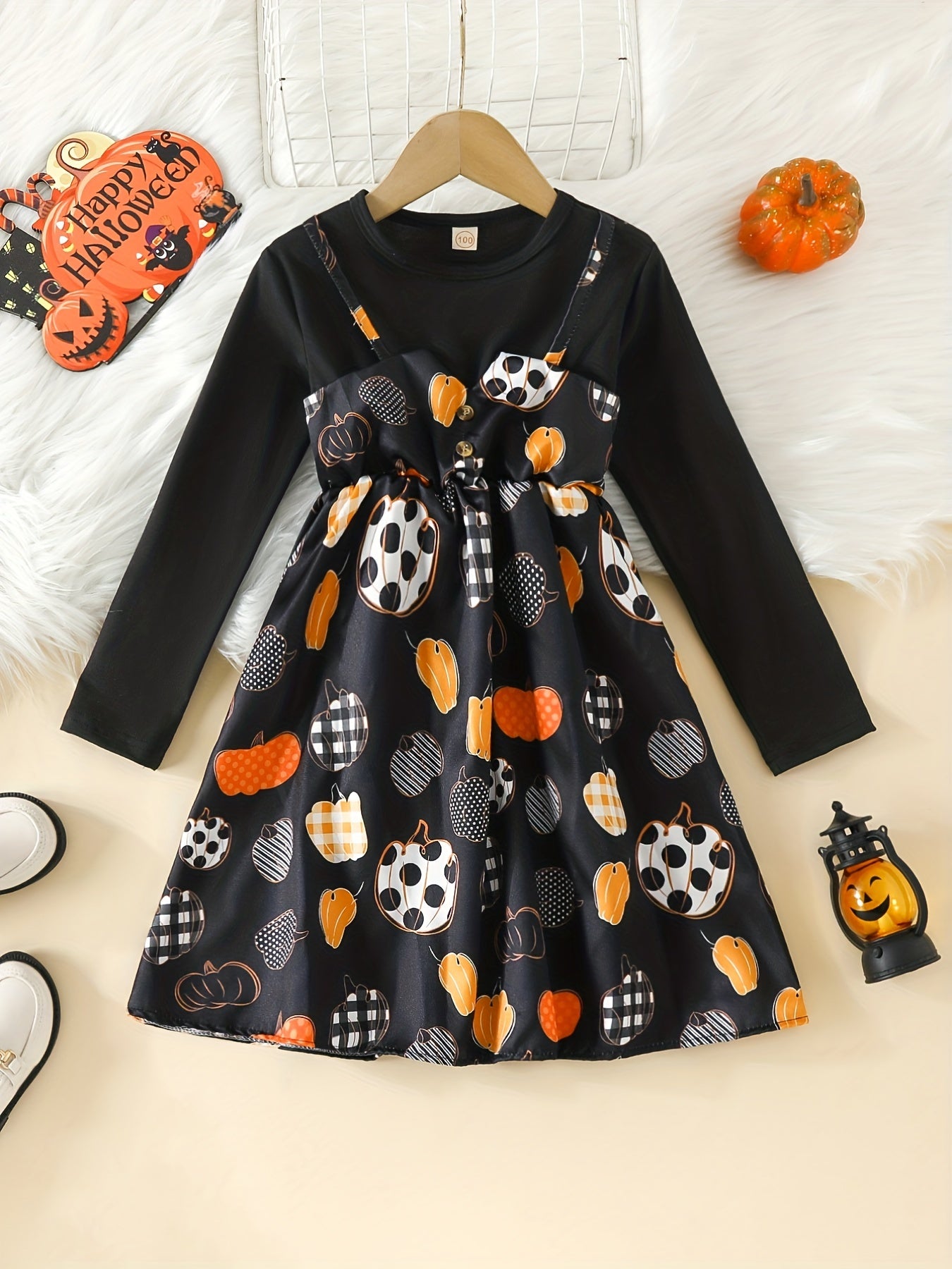 Mädchen Halloween Geisterkleid in Orange - Emily