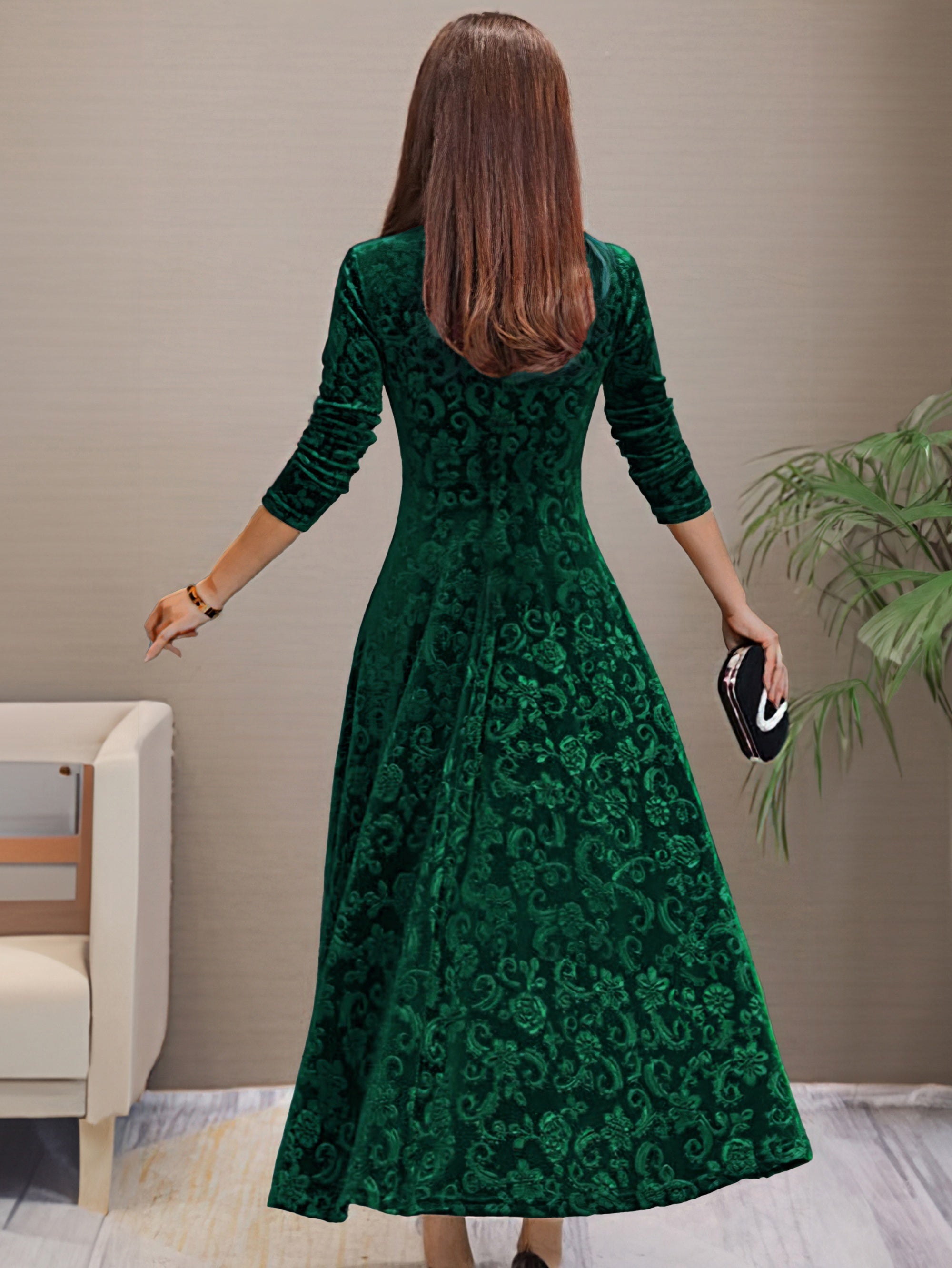 Dunkelrotes Elegantes Flared Kleid - Sophie