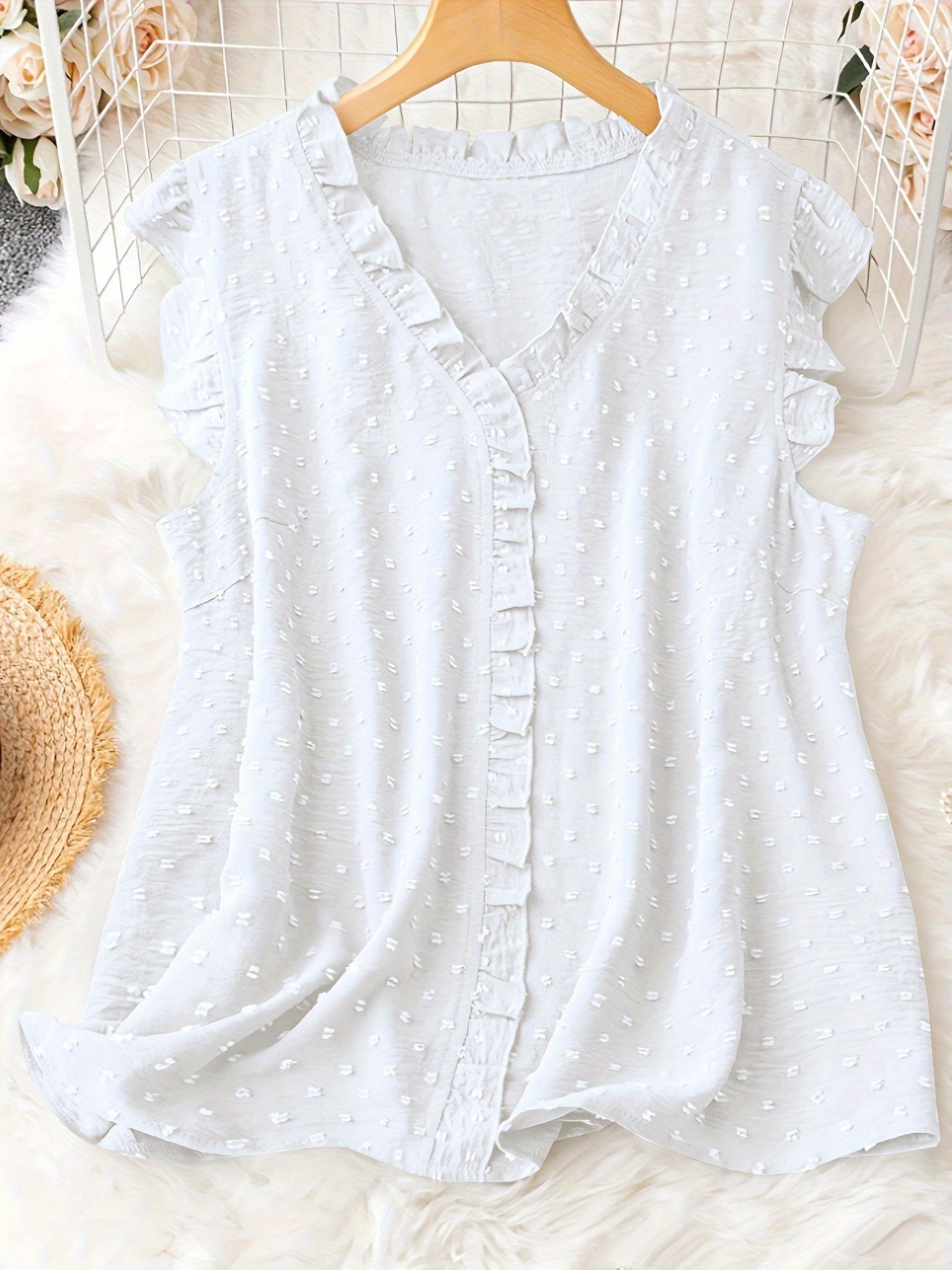 Hellgrüne Swiss Dot Bluse - Ella