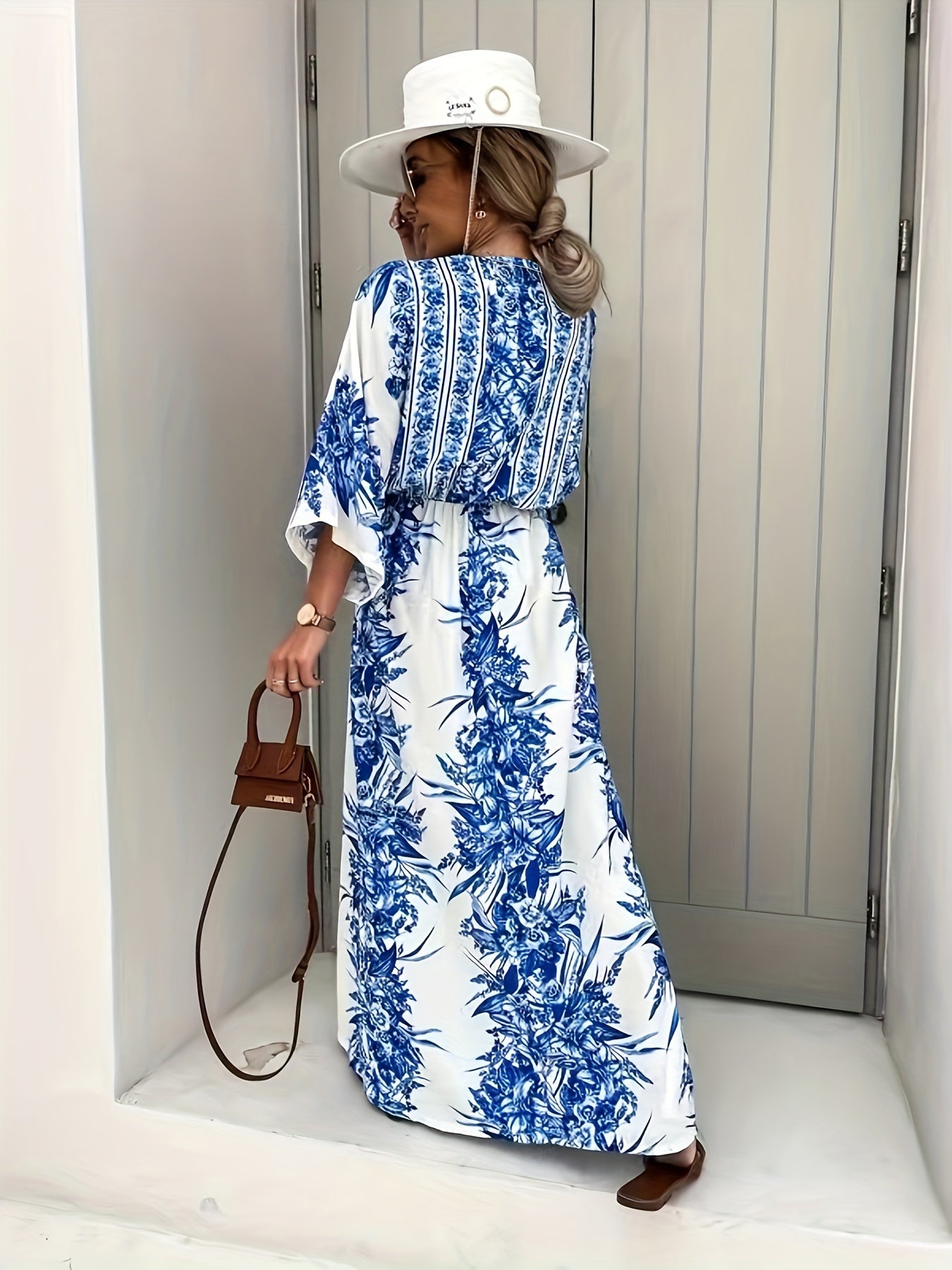 Blaues Blumenprint Kleid - Sophie