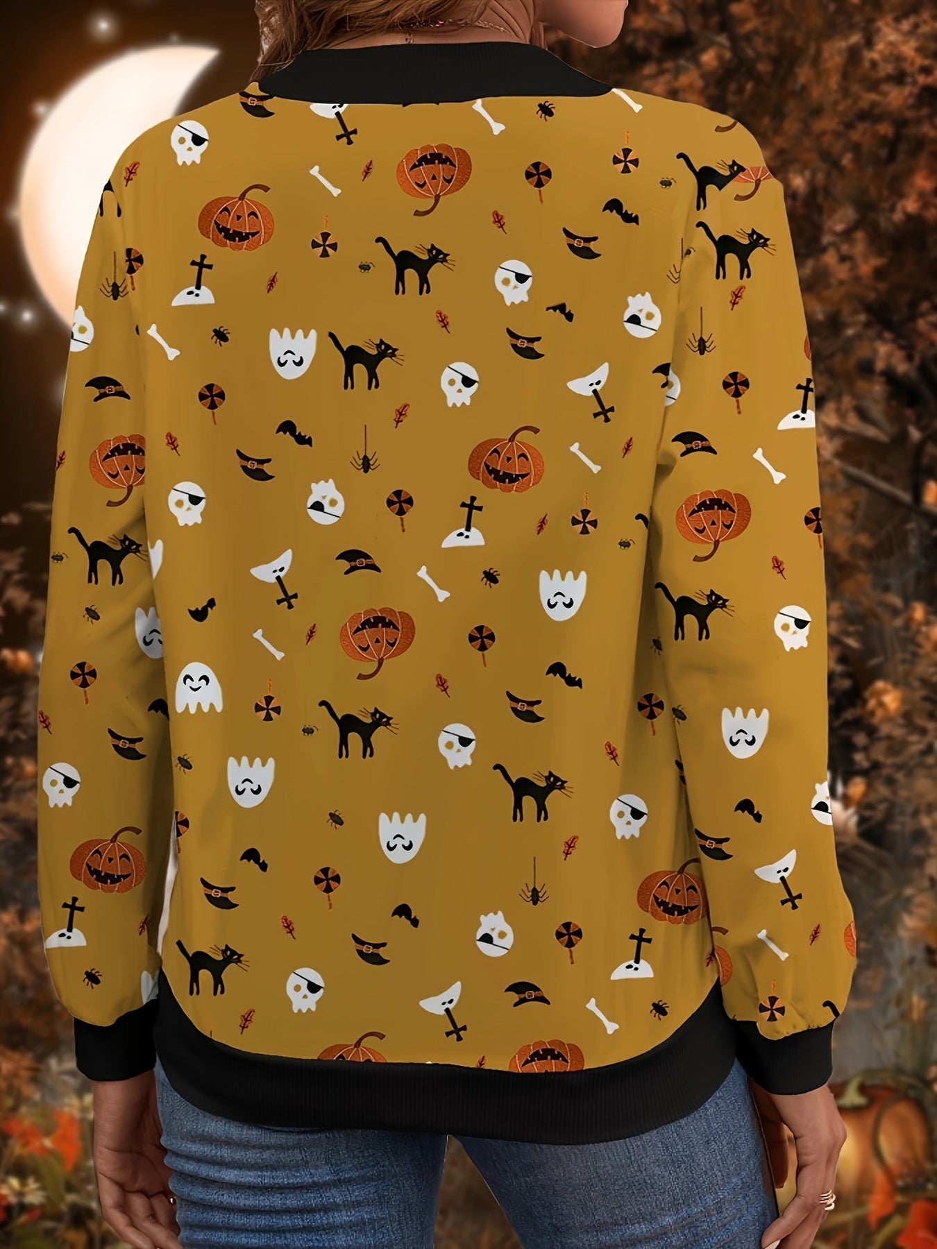 Rot-Orange Halloween Bomberjacke - Elin