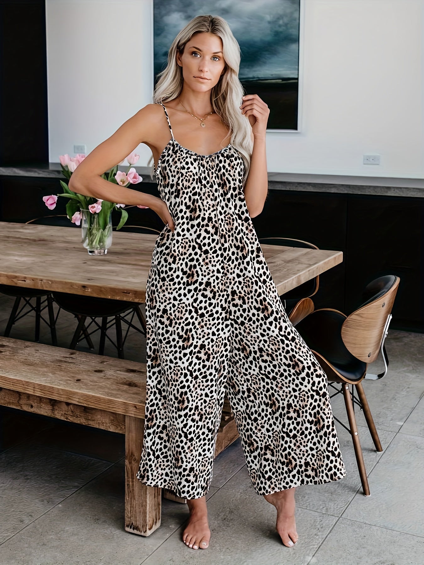 Blauer Tie-Dye Boho Jumpsuit - Leonie
