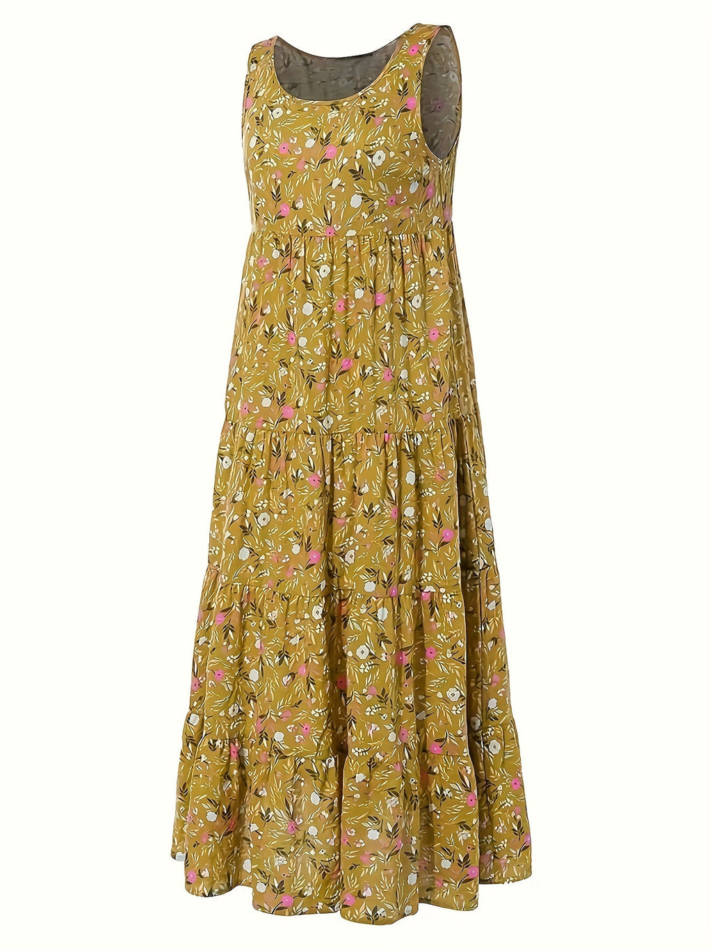 Gelbes Florales Stufenkleid - Amelie