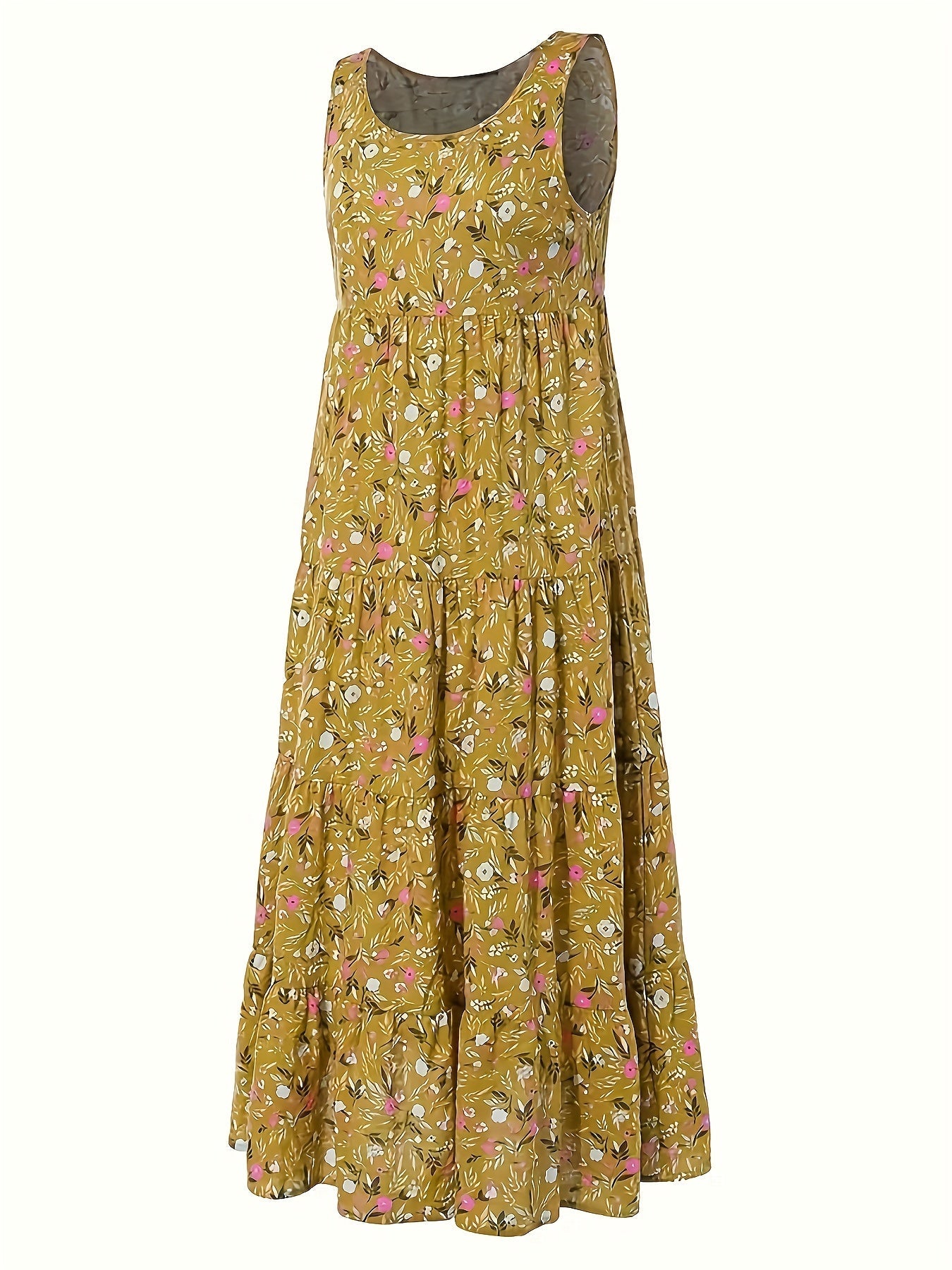 Gelbes Florales Stufenkleid - Amelie