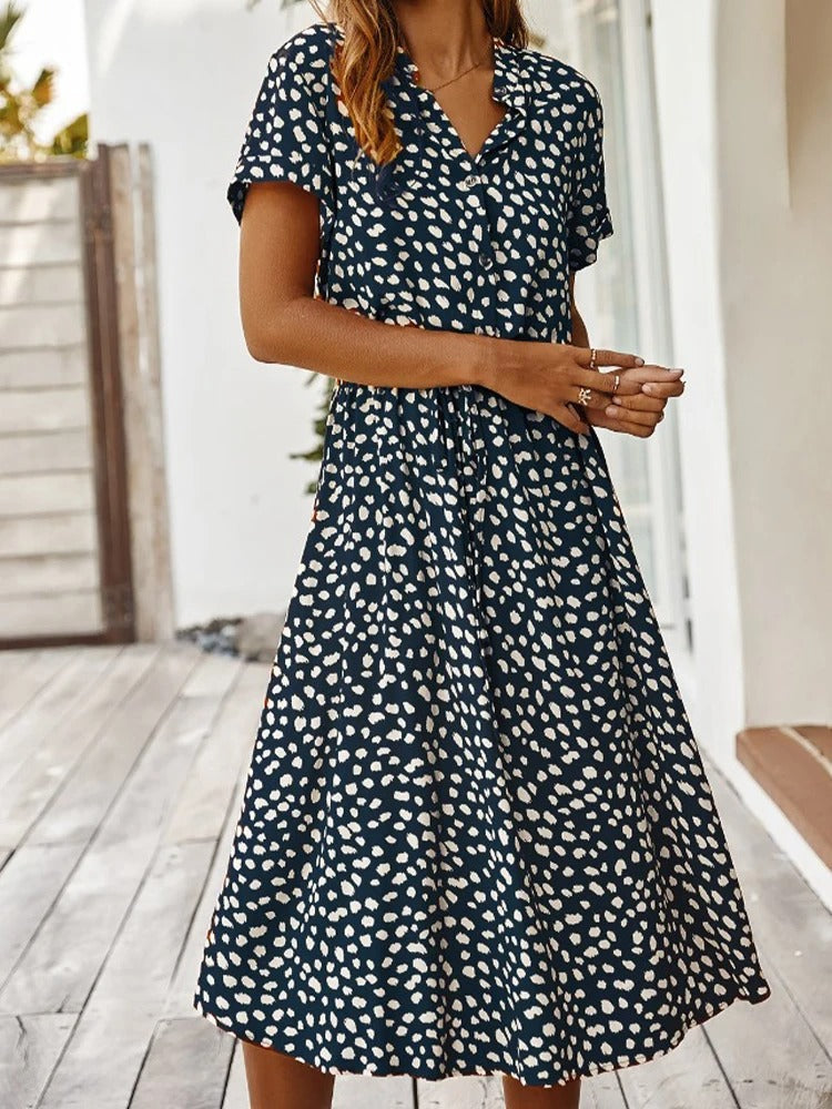 Mila - Beige Vintage Midi-Kleid