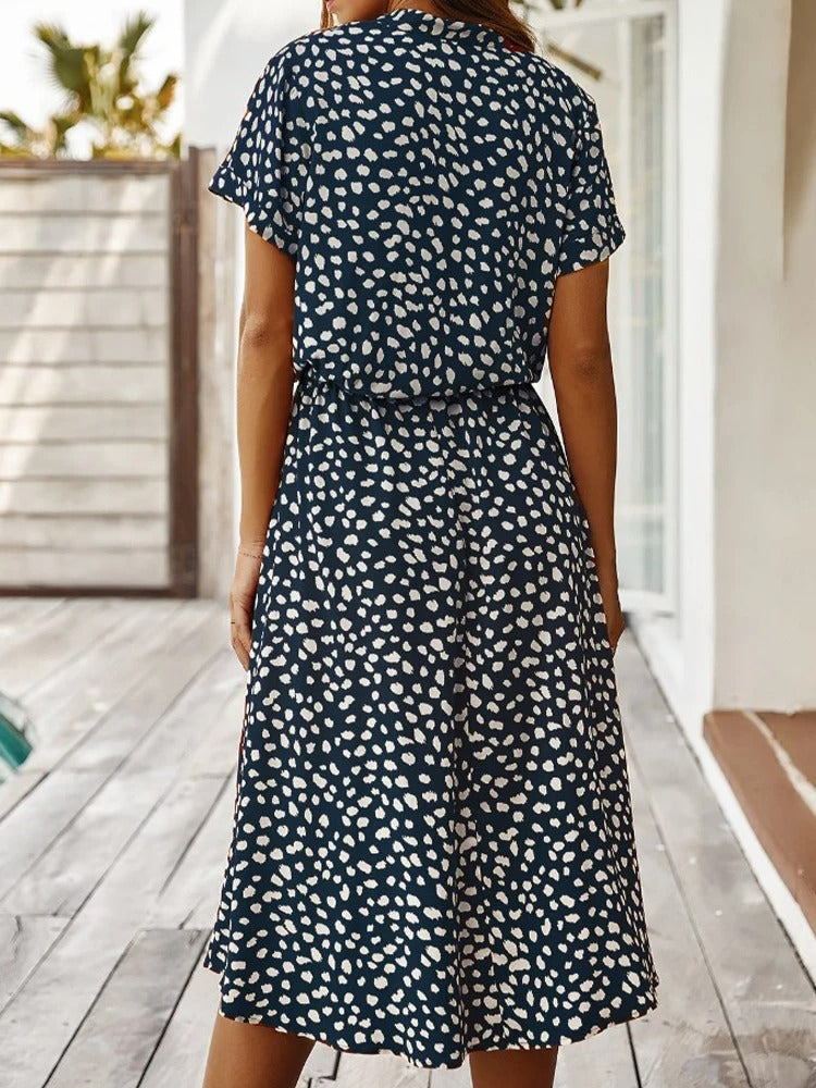 Mila - Beige Vintage Midi-Kleid