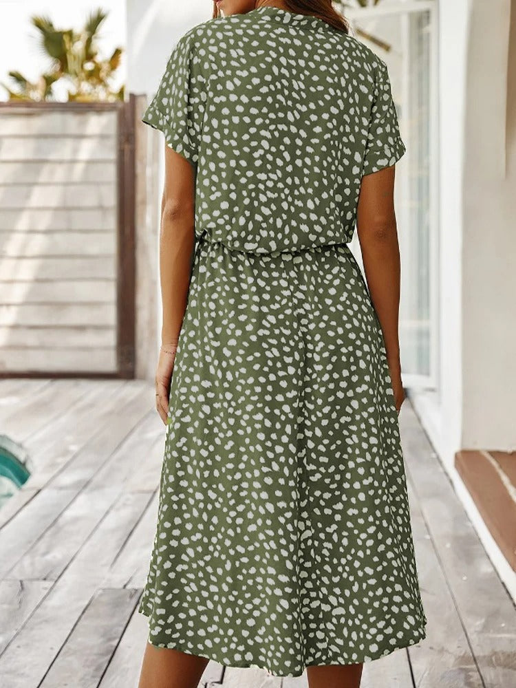 Mila - Beige Vintage Midi-Kleid