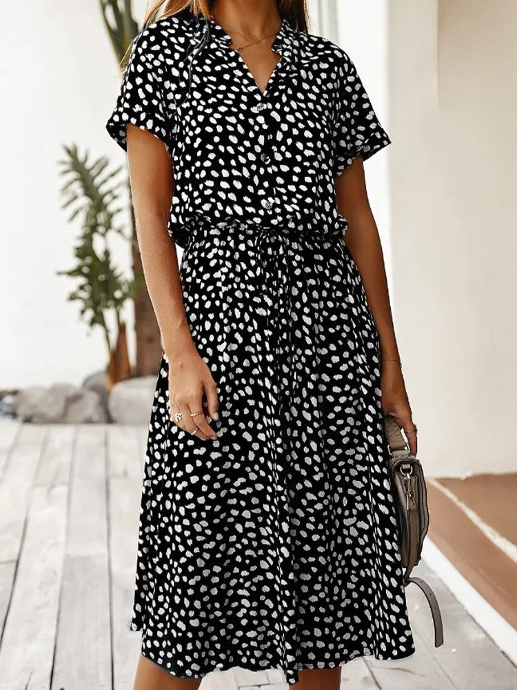Mila - Beige Vintage Midi-Kleid