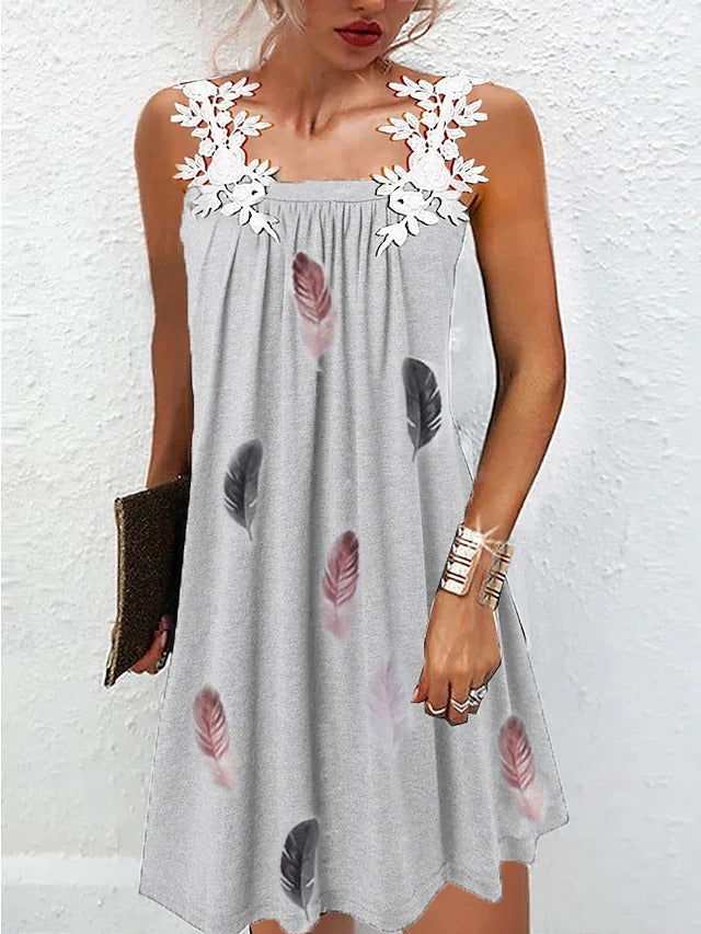 Weißes Ärmelloses Print-Kleid - Nora