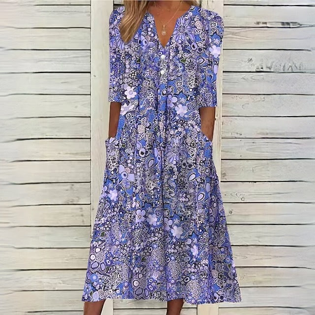 Beige Blumenkleid - Jazmyn