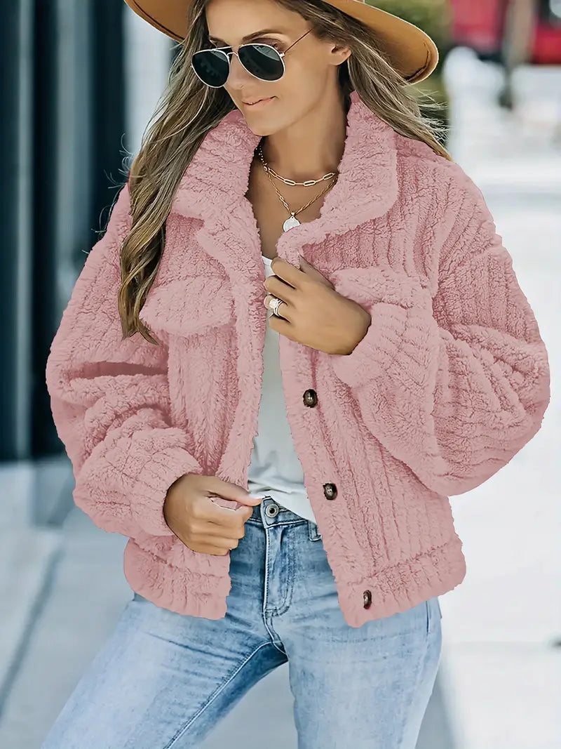 Apricot Kunstfell Truckerjacke - Lea