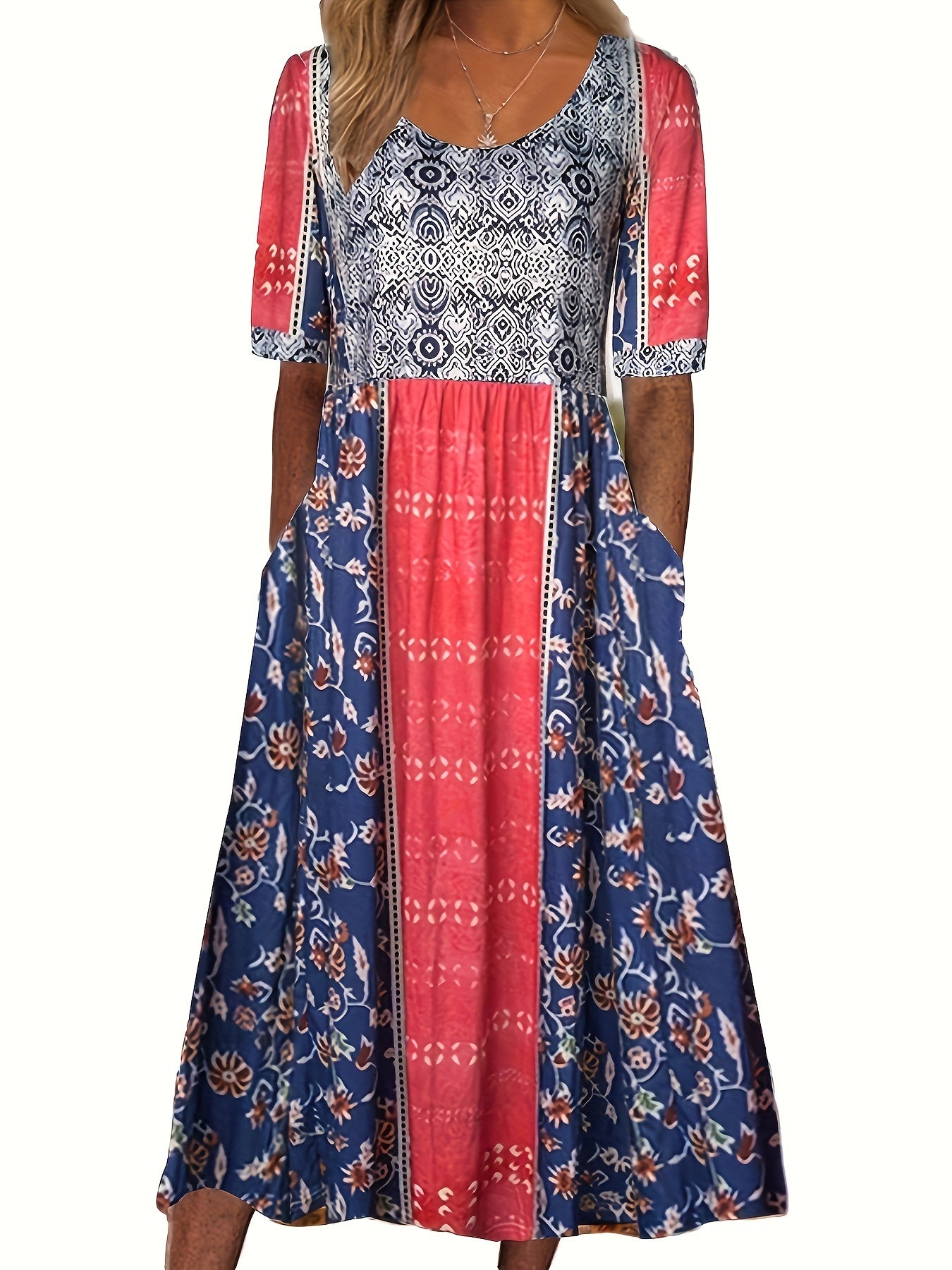 Blaues Boho Maxikleid - Lena