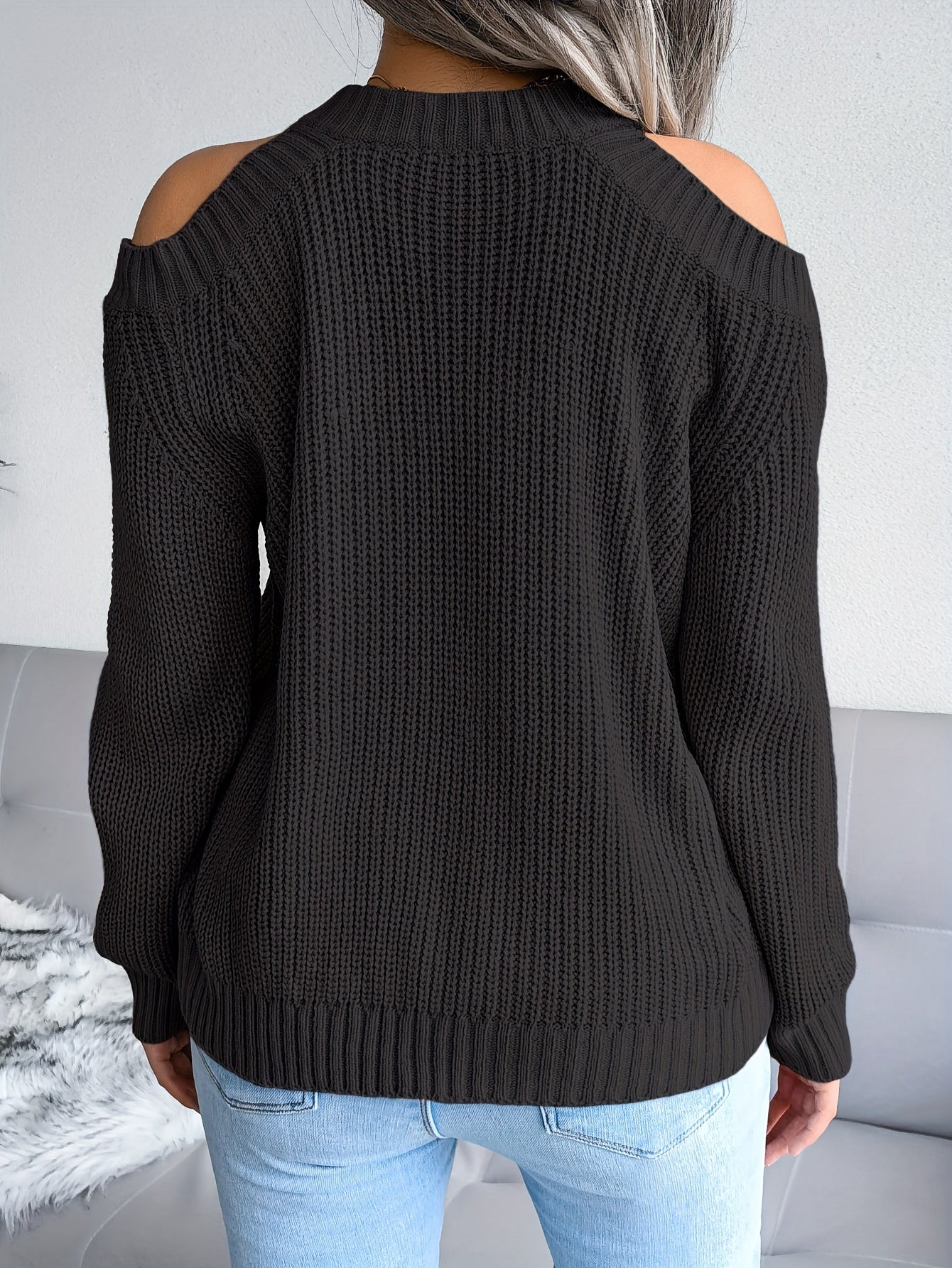 Orange-Roter Strickpullover mit Schulterausschnitt - Mila