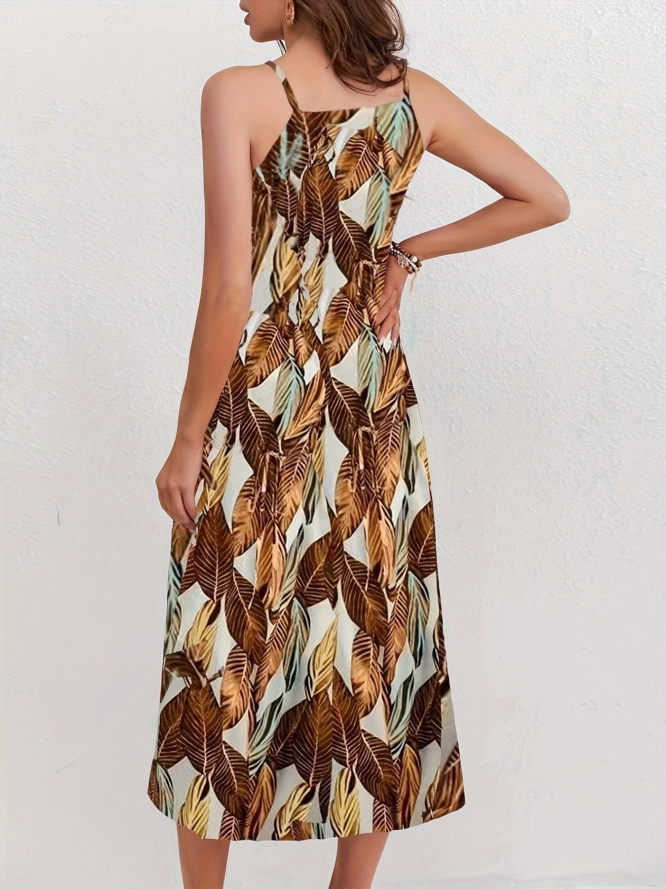 Grünes Strandkleid mit Blättermuster - Emma