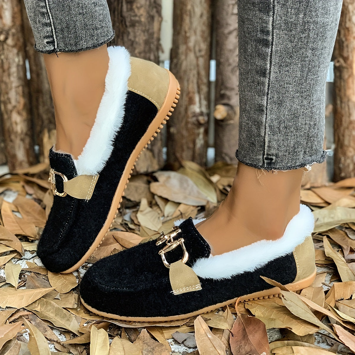Schwarze Winter Slip-On Sneakers - Mila