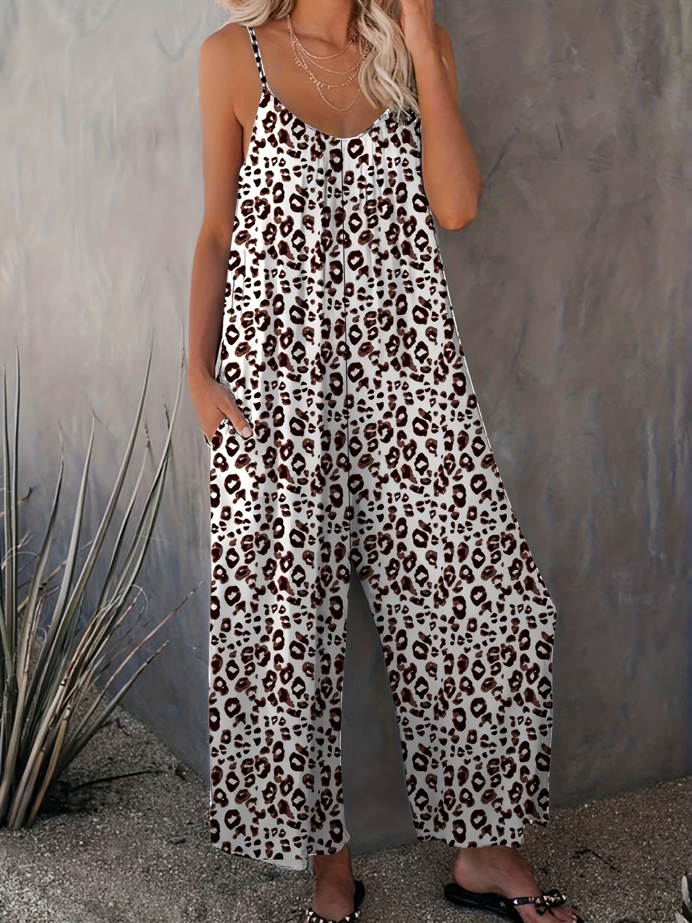 Beiger Leopard Jumpsuit - Lena