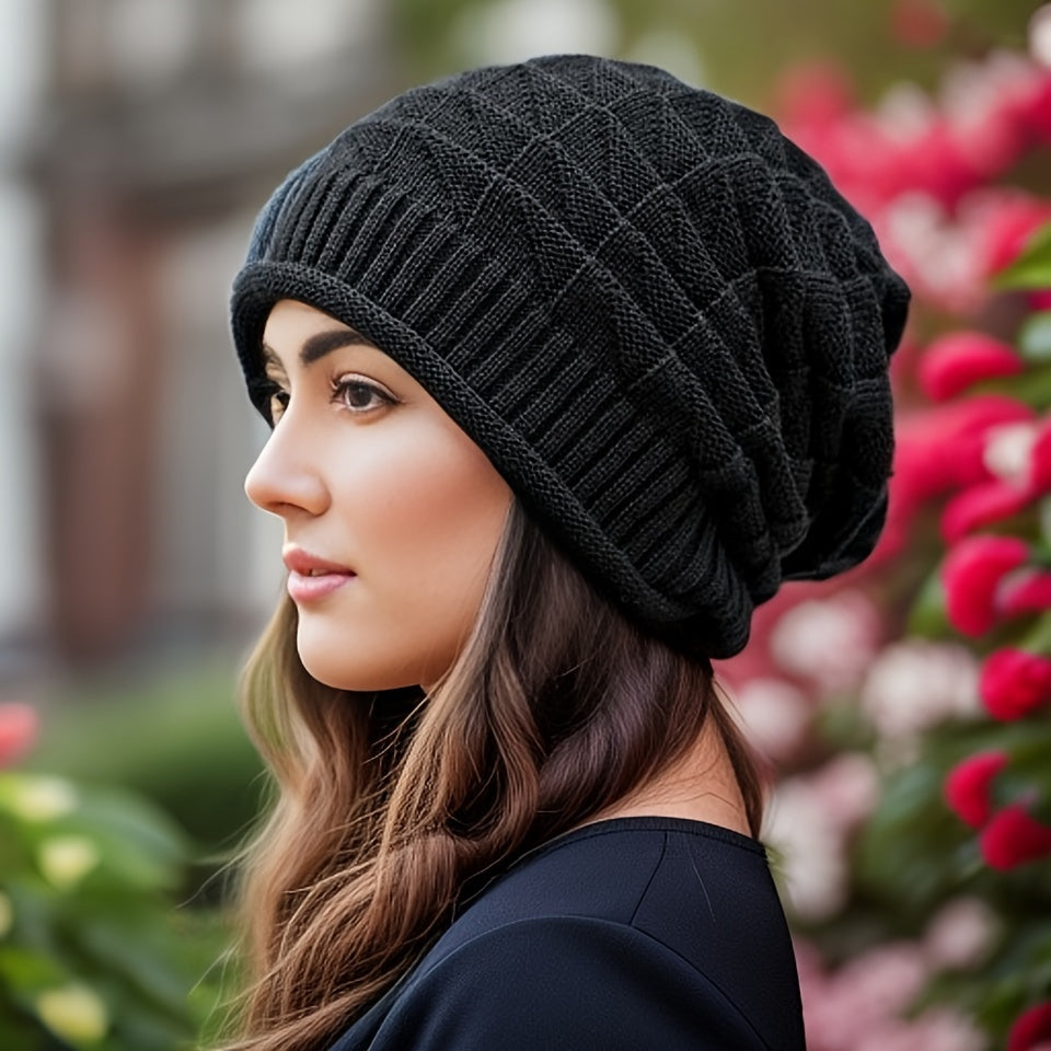 Braune Strick-Slouchy-Beanie für Damen - Ella
