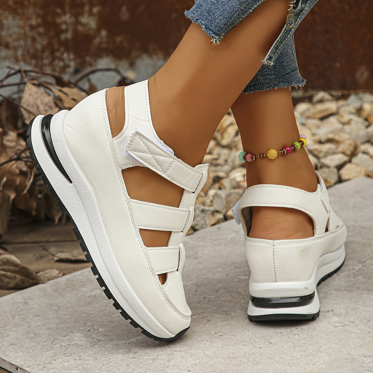 Weiße Keilsandalen - Liv