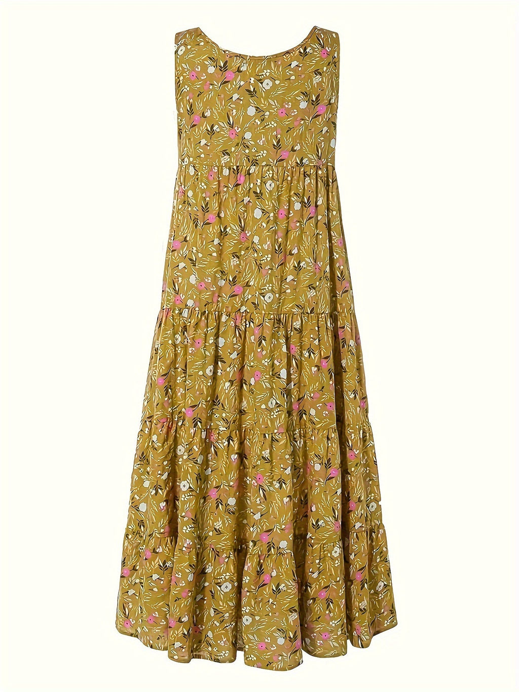 Gelbes Florales Stufenkleid - Amelie
